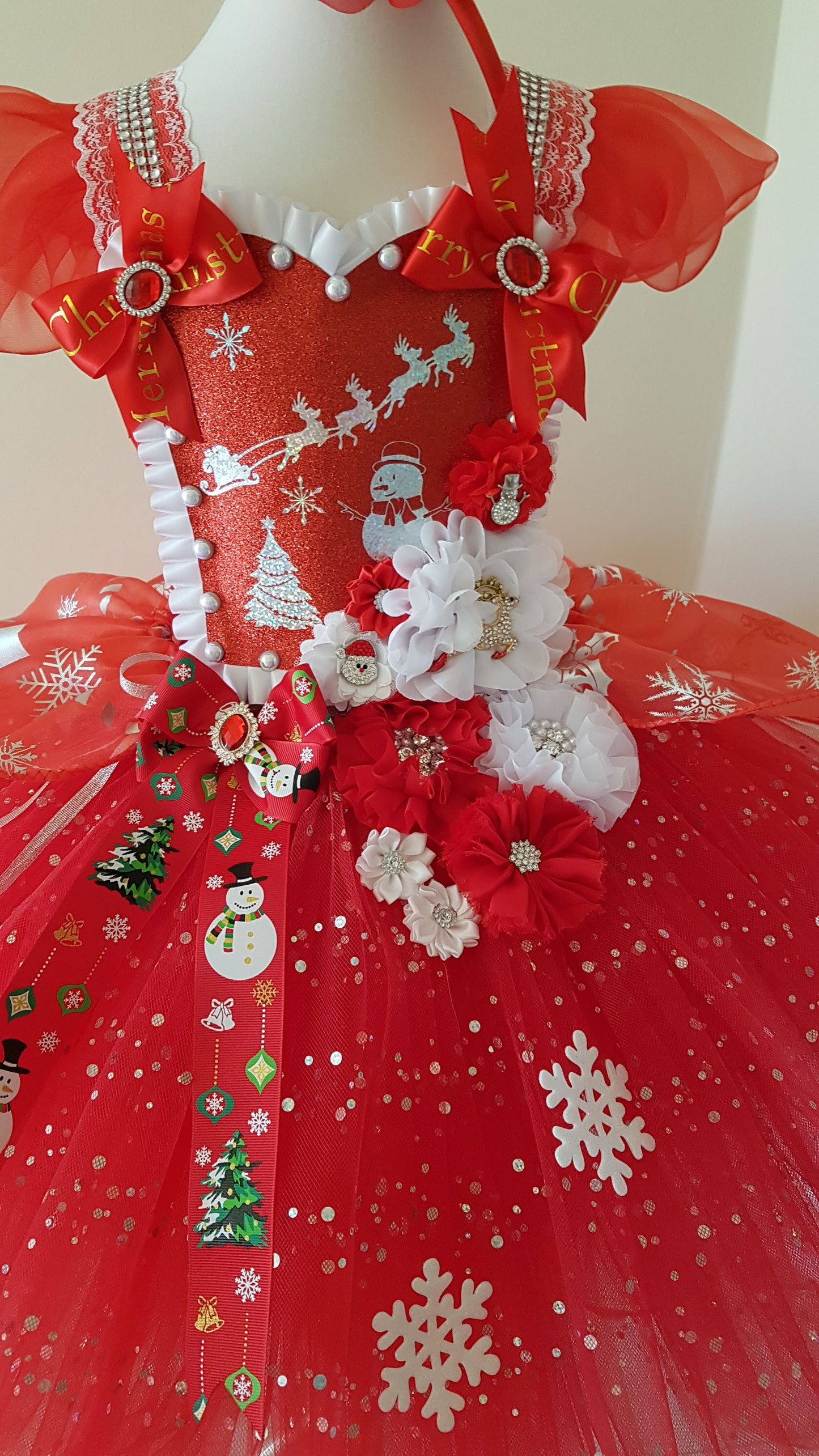 Christmas Santa Snowman Tutu Dress