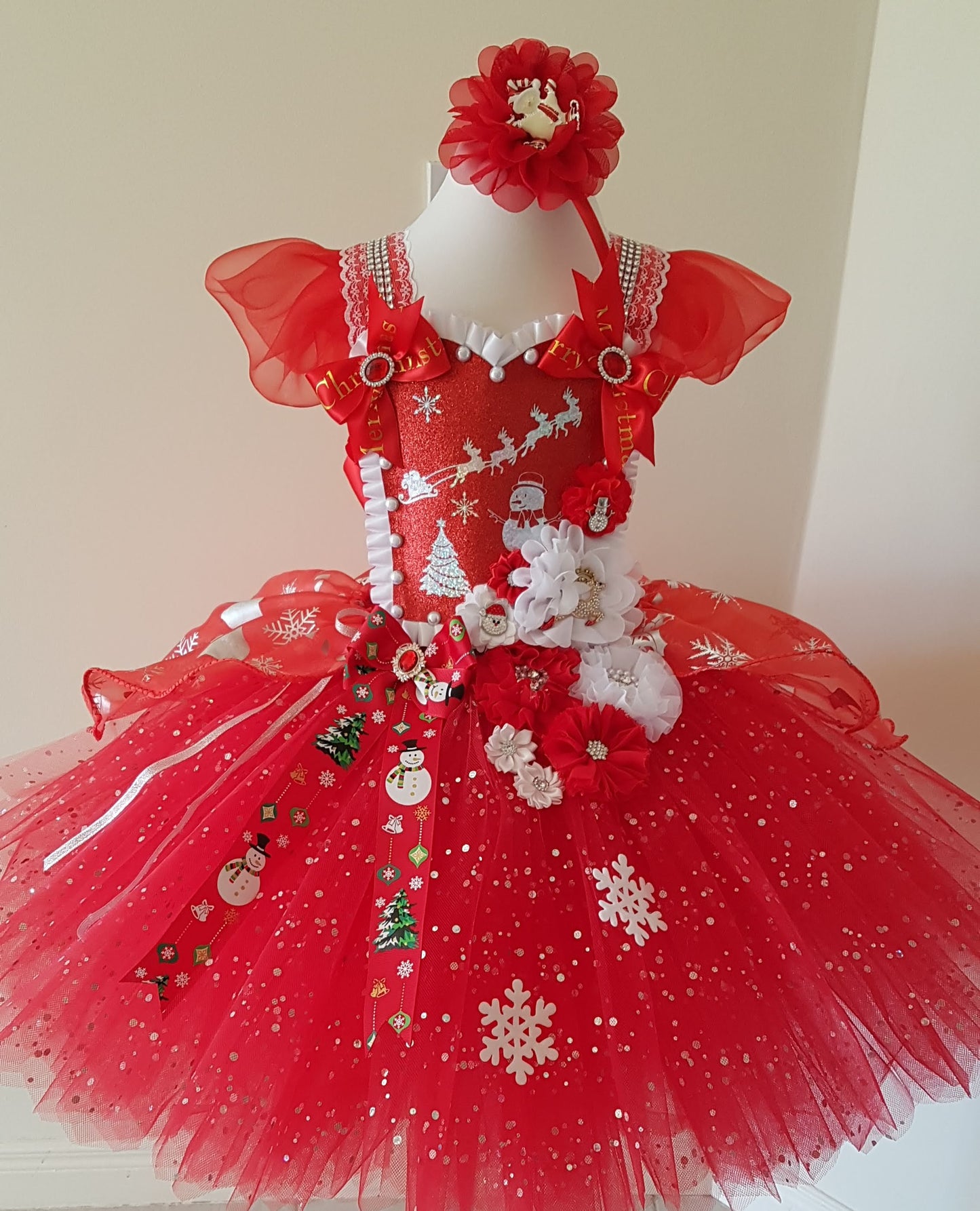 Christmas Santa Snowman Tutu Dress