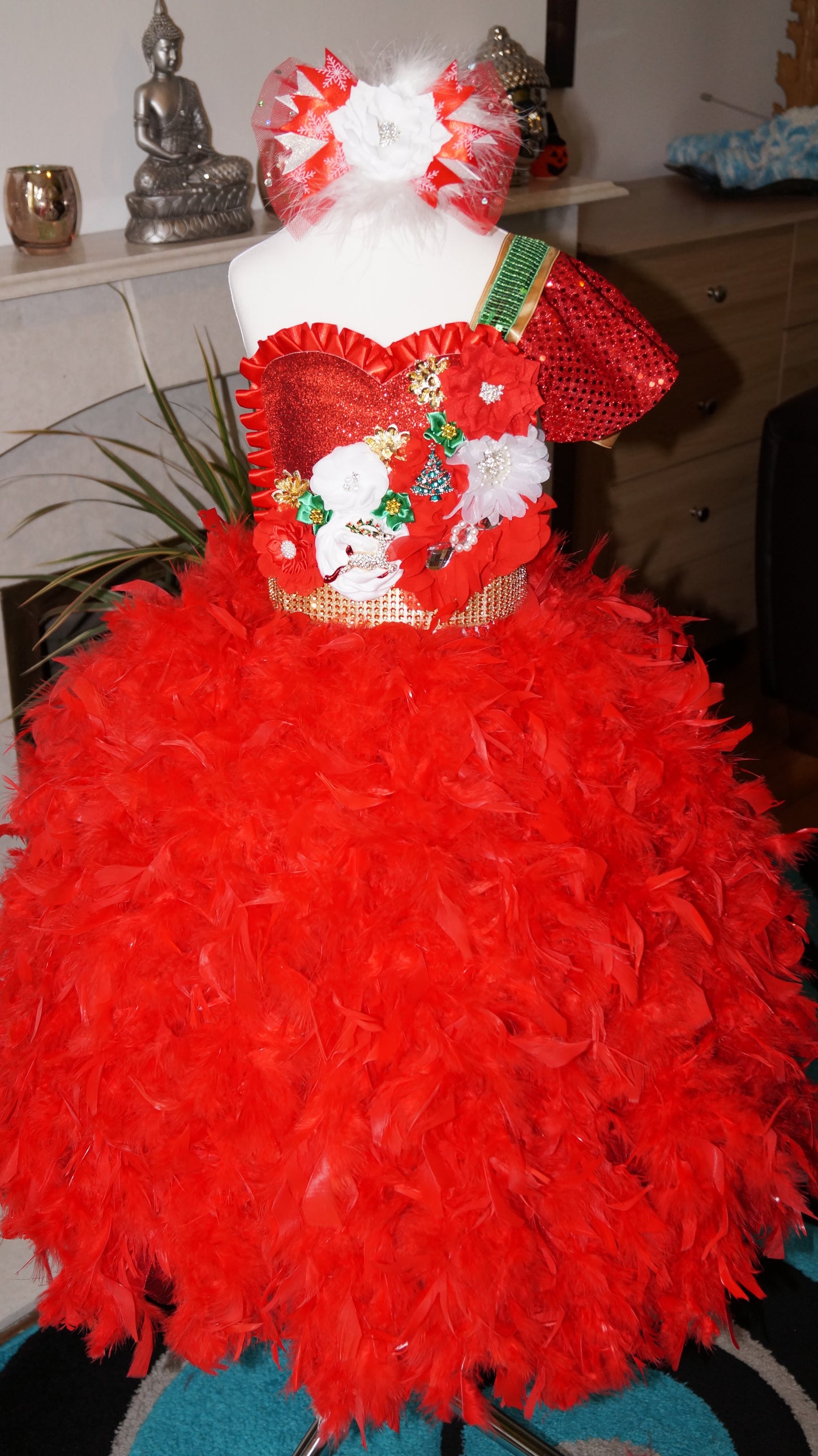 Christmas Angel Feather Skirt Tutu Dress
