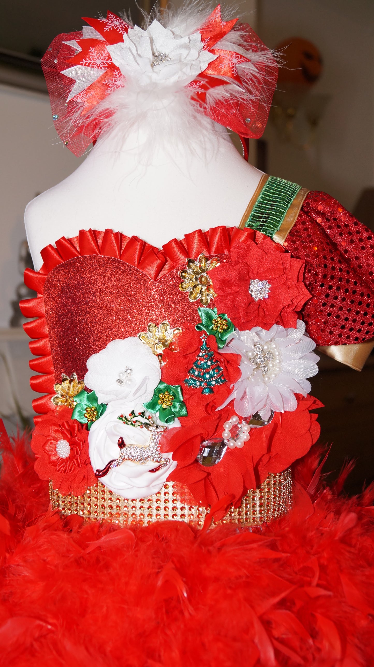 Christmas Angel Feather Skirt Tutu Dress