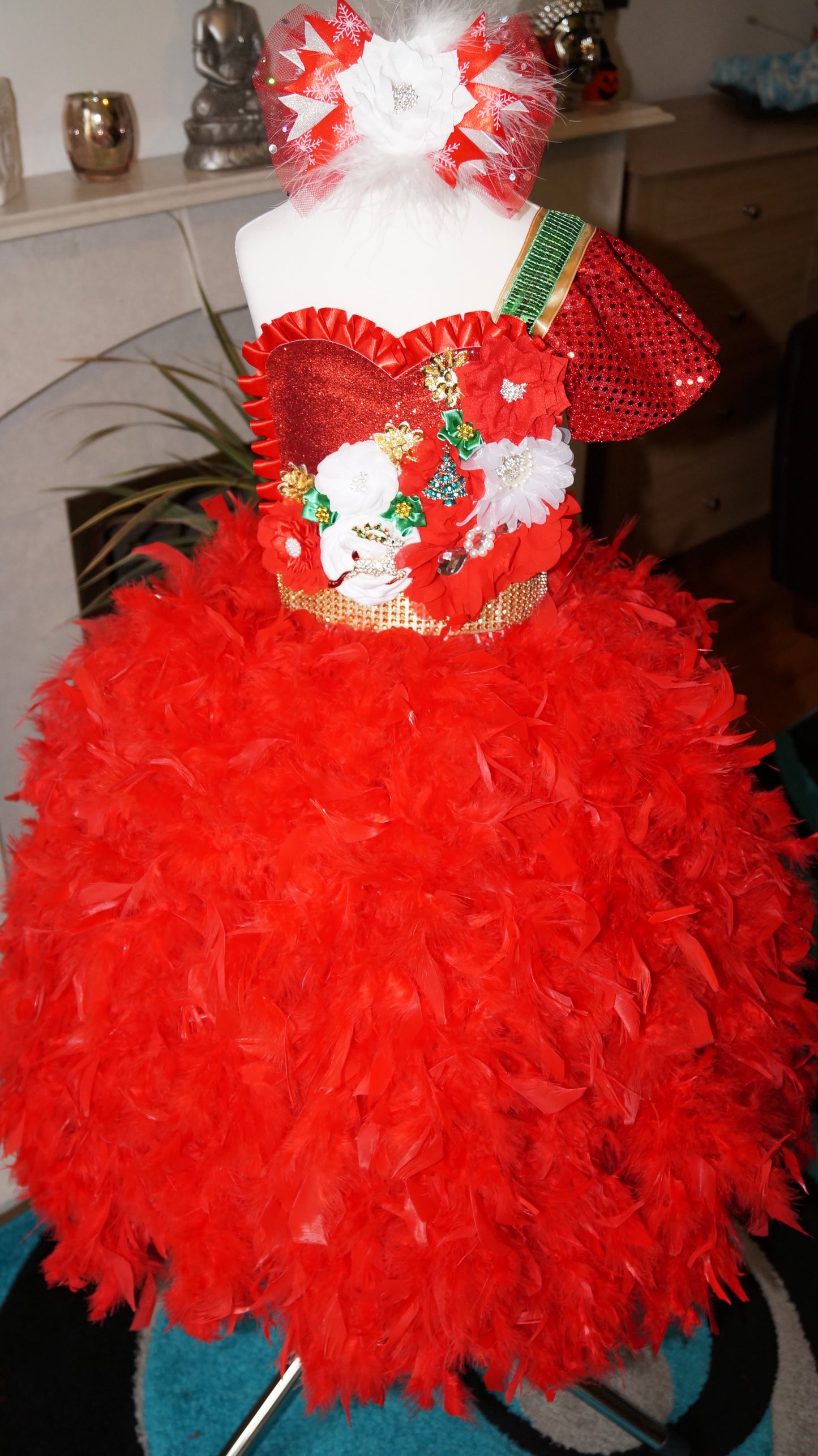 Christmas Angel Feather Skirt Tutu Dress