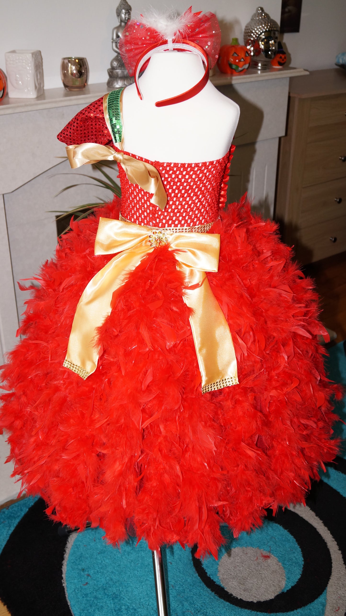 Christmas Angel Feather Skirt Tutu Dress
