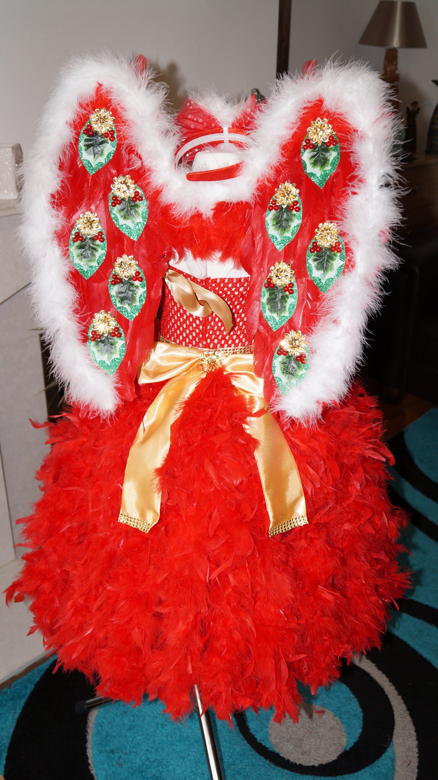 Christmas Angel Feather Skirt Tutu Dress