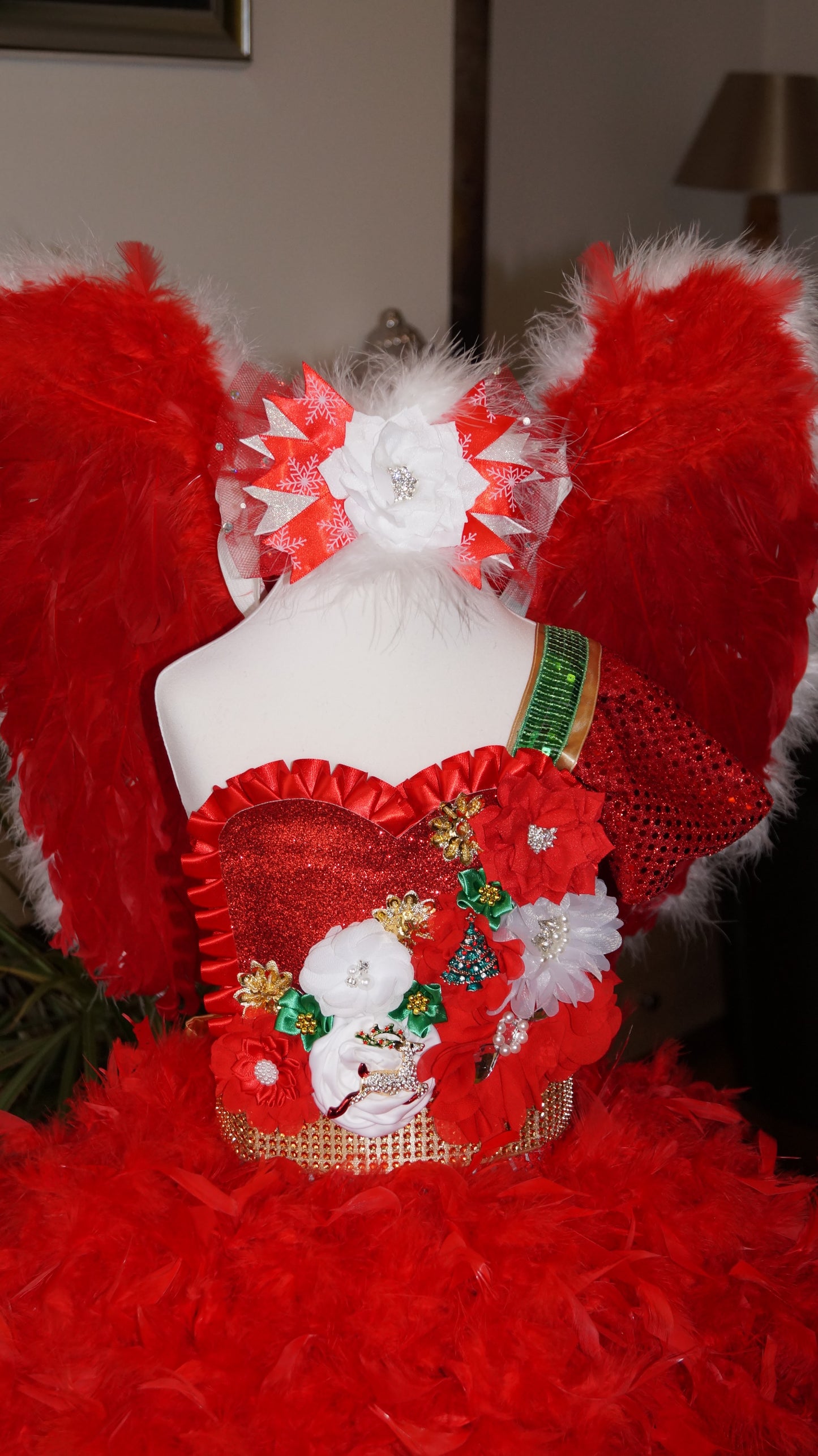 Christmas Angel Feather Skirt Tutu Dress