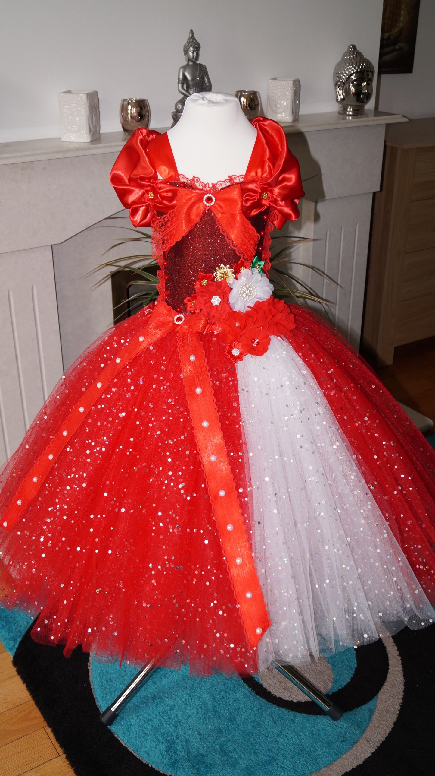 Christmas Red Flower Tutu Dress
