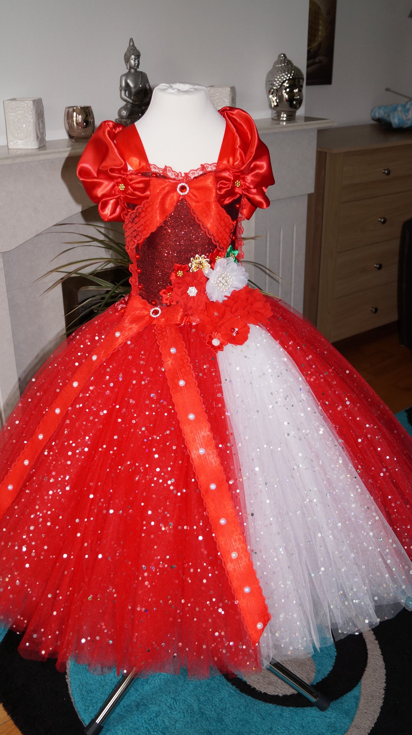 Christmas Red Flower Tutu Dress