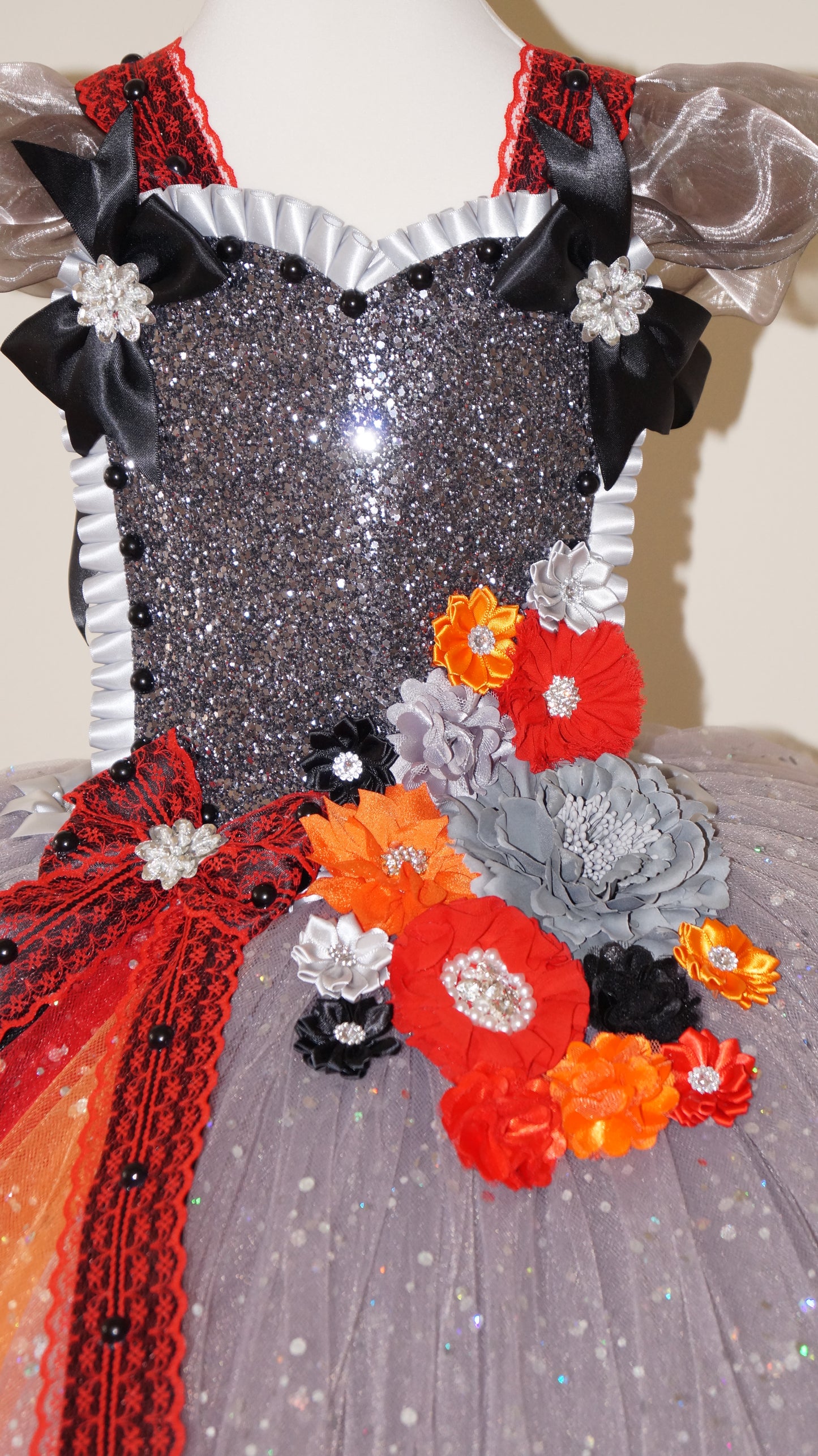 Grey and Silver Flower Fairy Tutu Dress