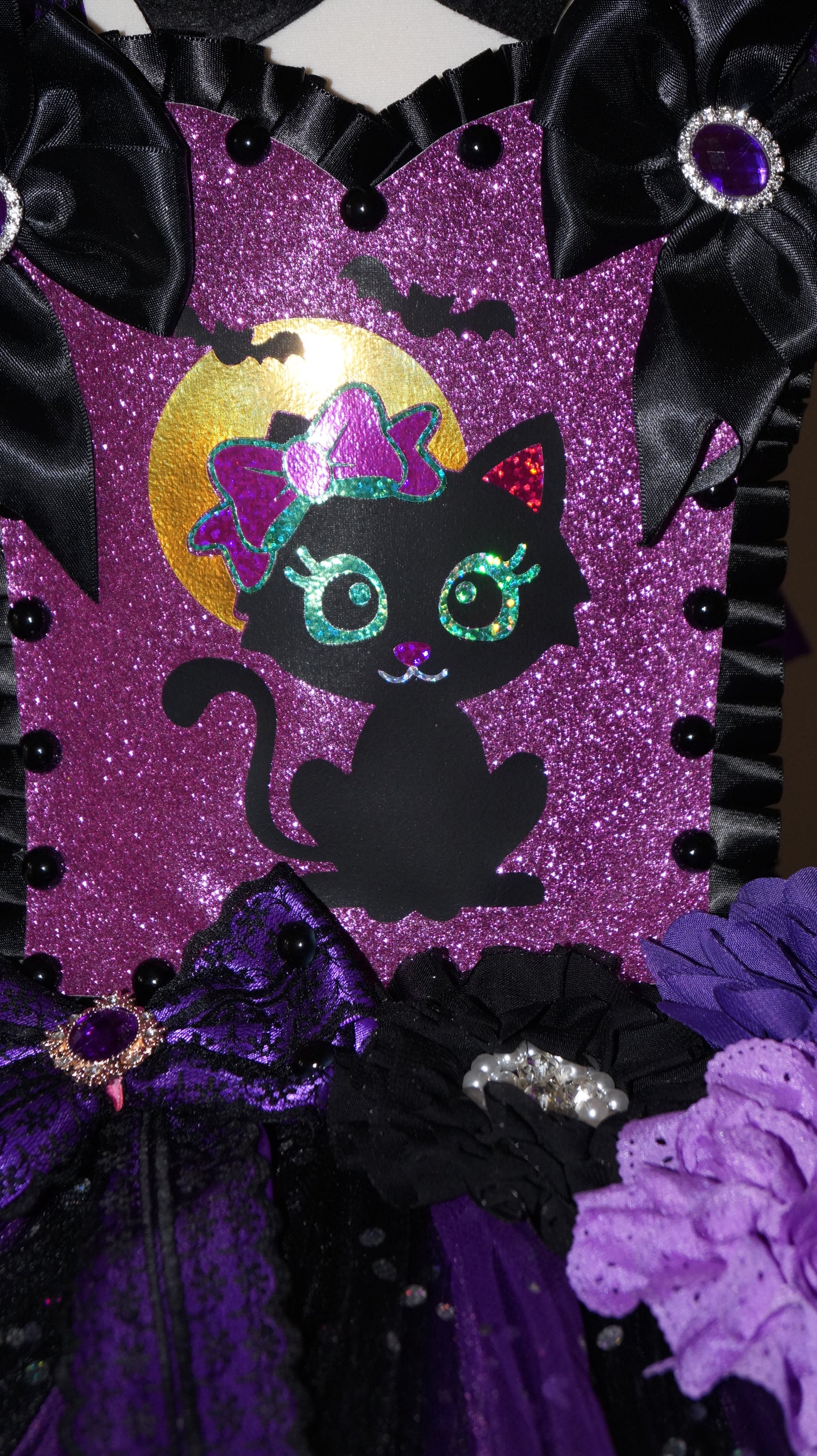 Purple and Black Halloween Cat Tutu Dress