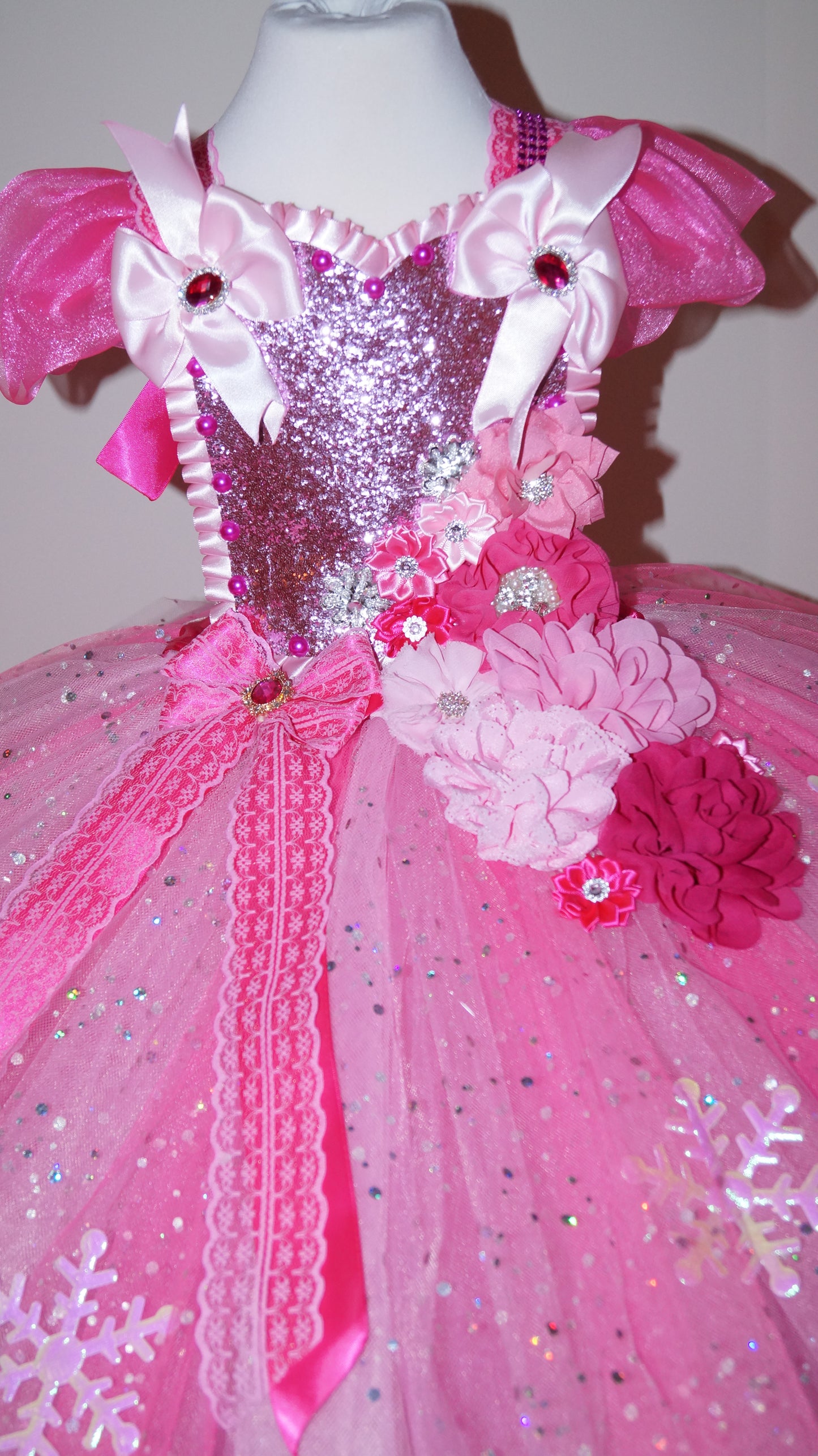 Pink Snowflake Flower Fairy Tutu Dress