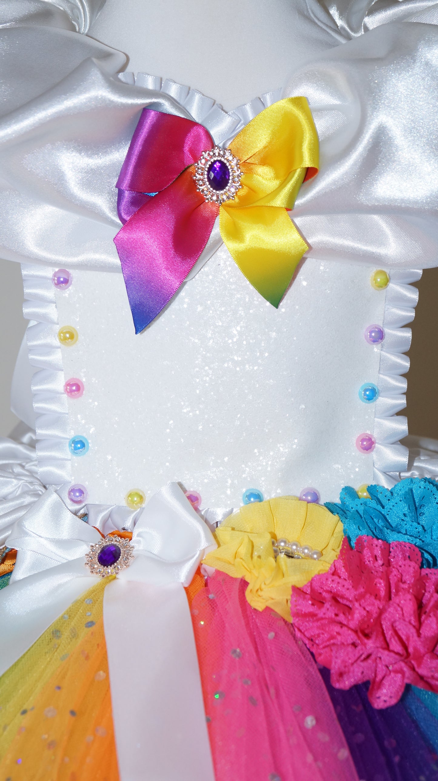 White and Rainbow Skirt Princess Tutu Dress