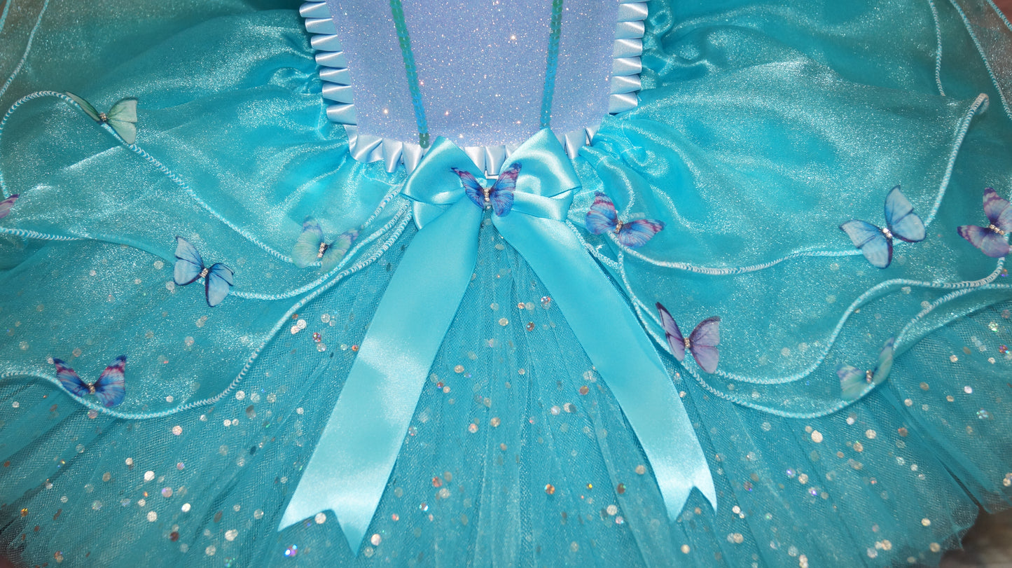 Disney Princess Cinderella Butterfly Blue Inspired Tutu Dress