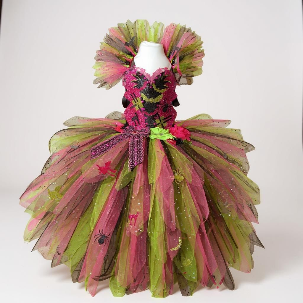 Pink and Green Halloween Witch Tutu Dress