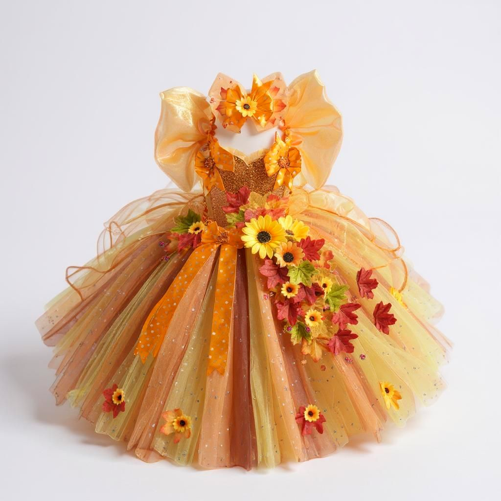 Fall Autumn Pumpkin Sunflower Flower Fairy Tutu Dress