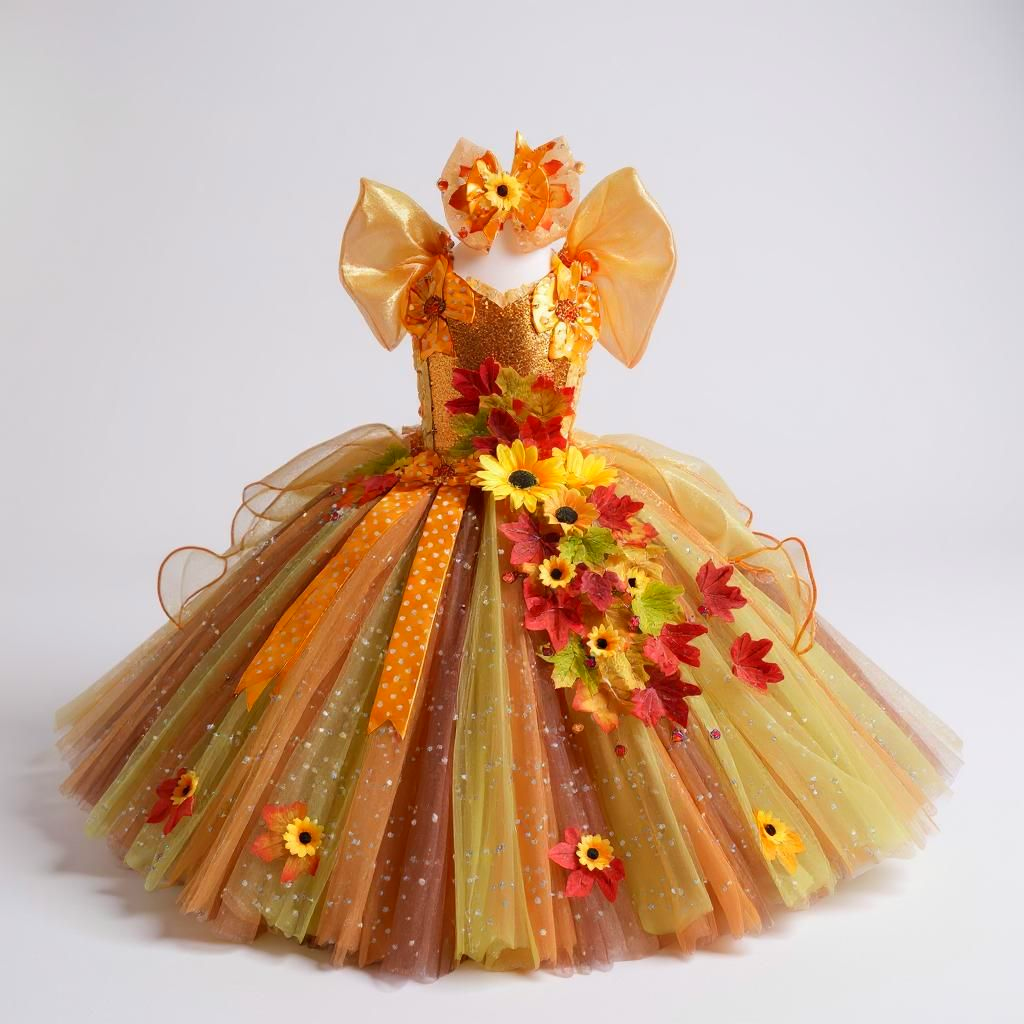 Fall Autumn Pumpkin Sunflower Flower Fairy Tutu Dress