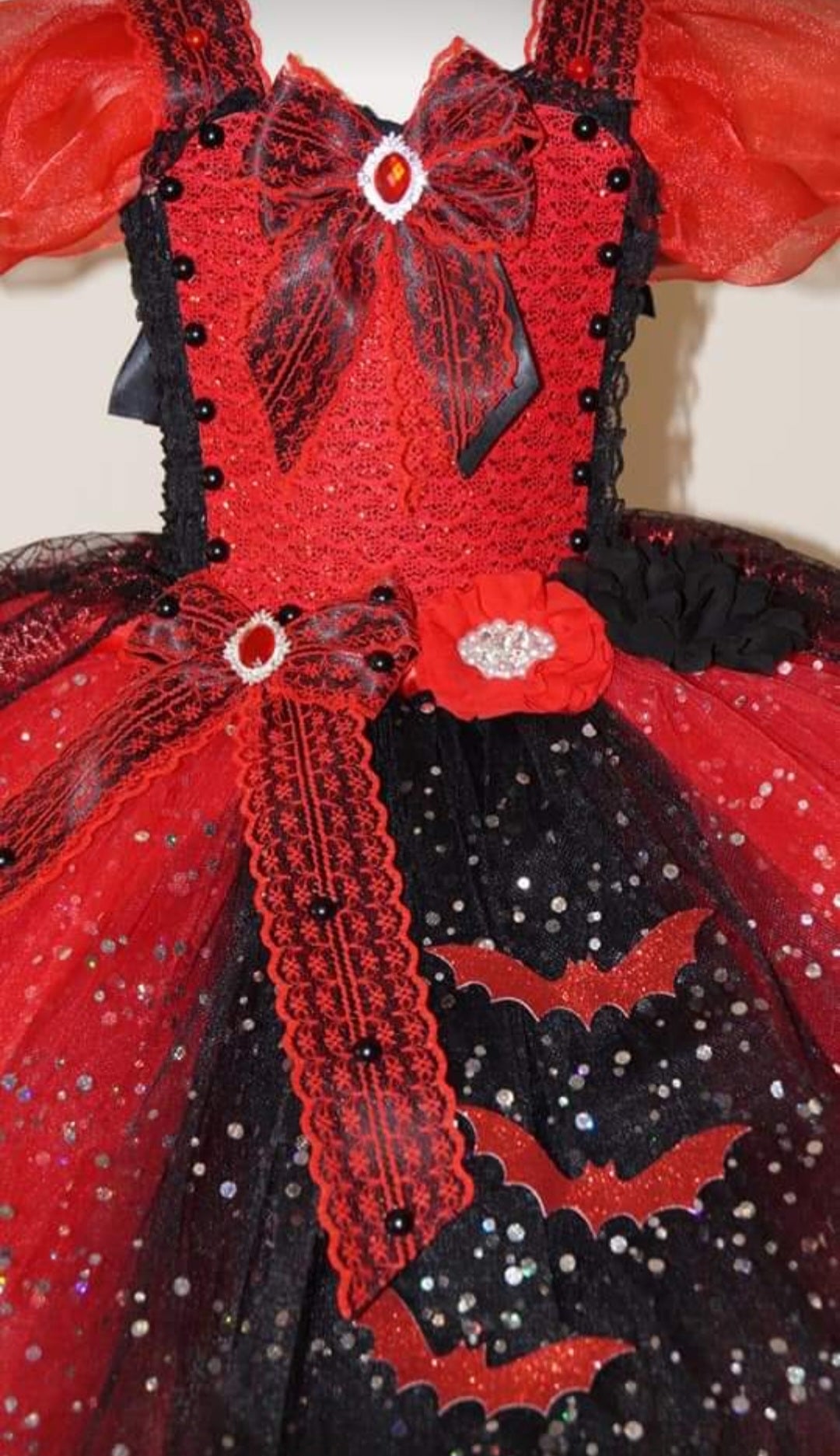 Red and Black Vampire Bat Tutu Dress