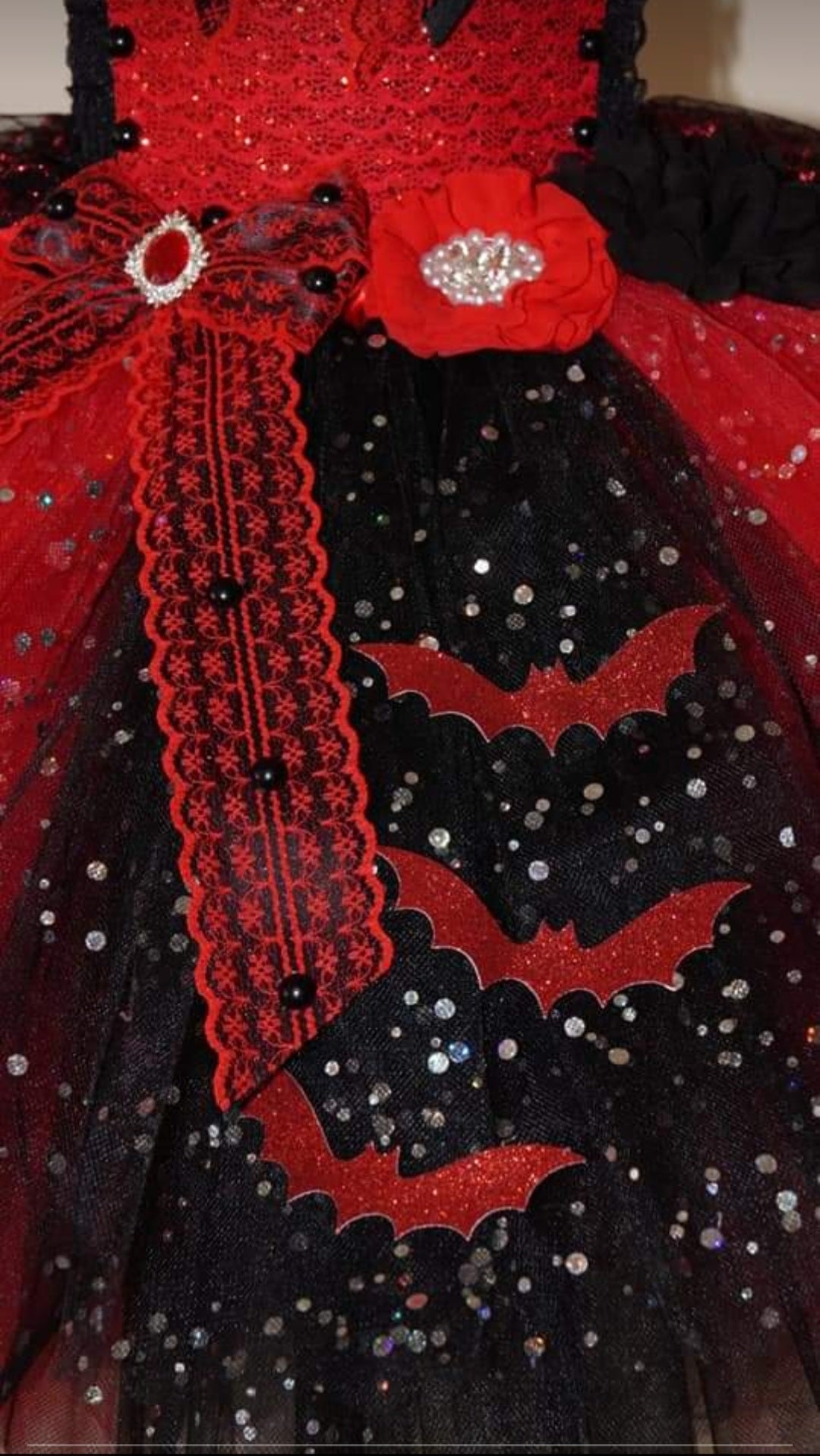 Red and Black Vampire Bat Tutu Dress