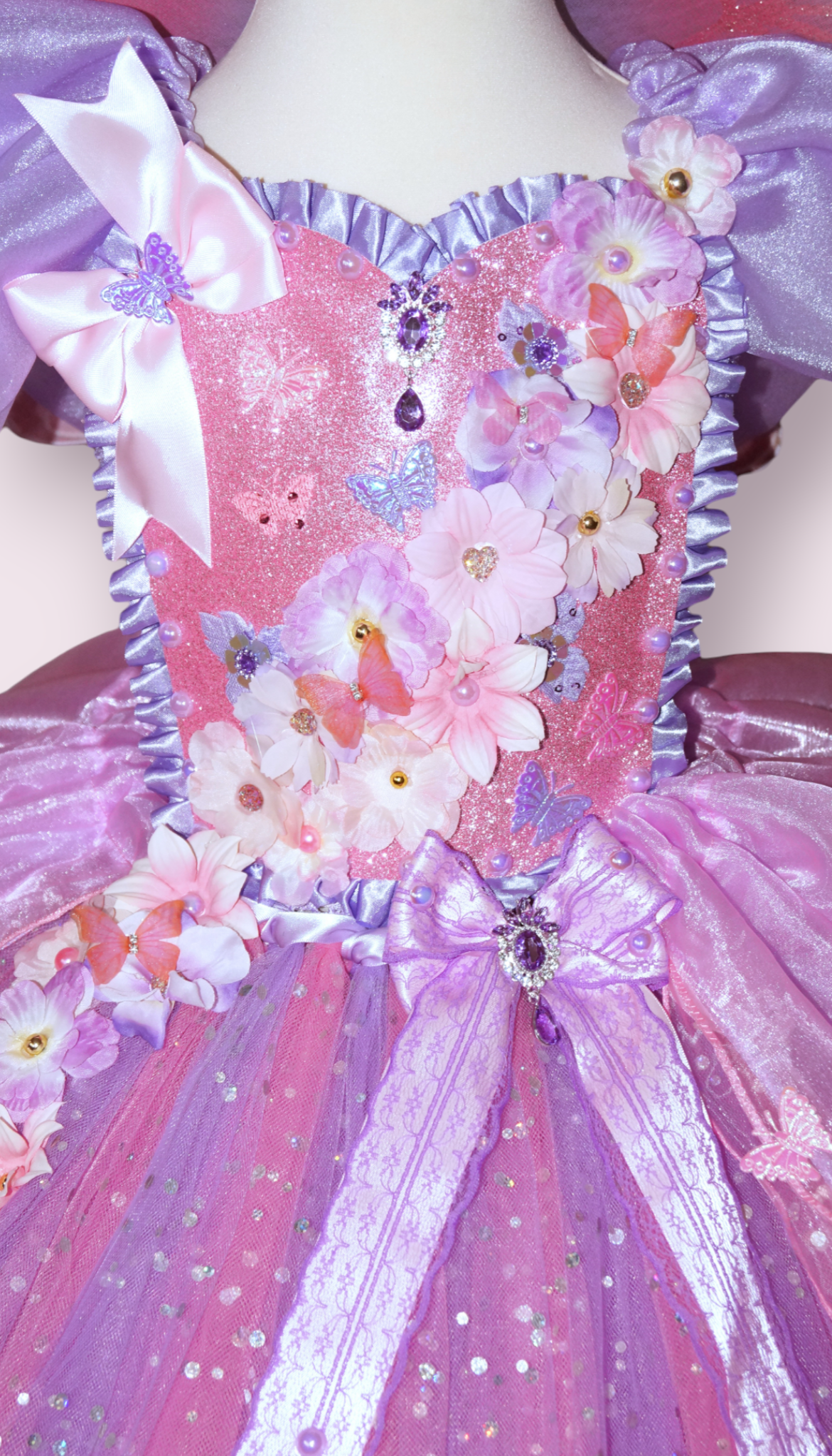 Princess Pink and Purple Butterfly Flower Fairy Tutu Dress
