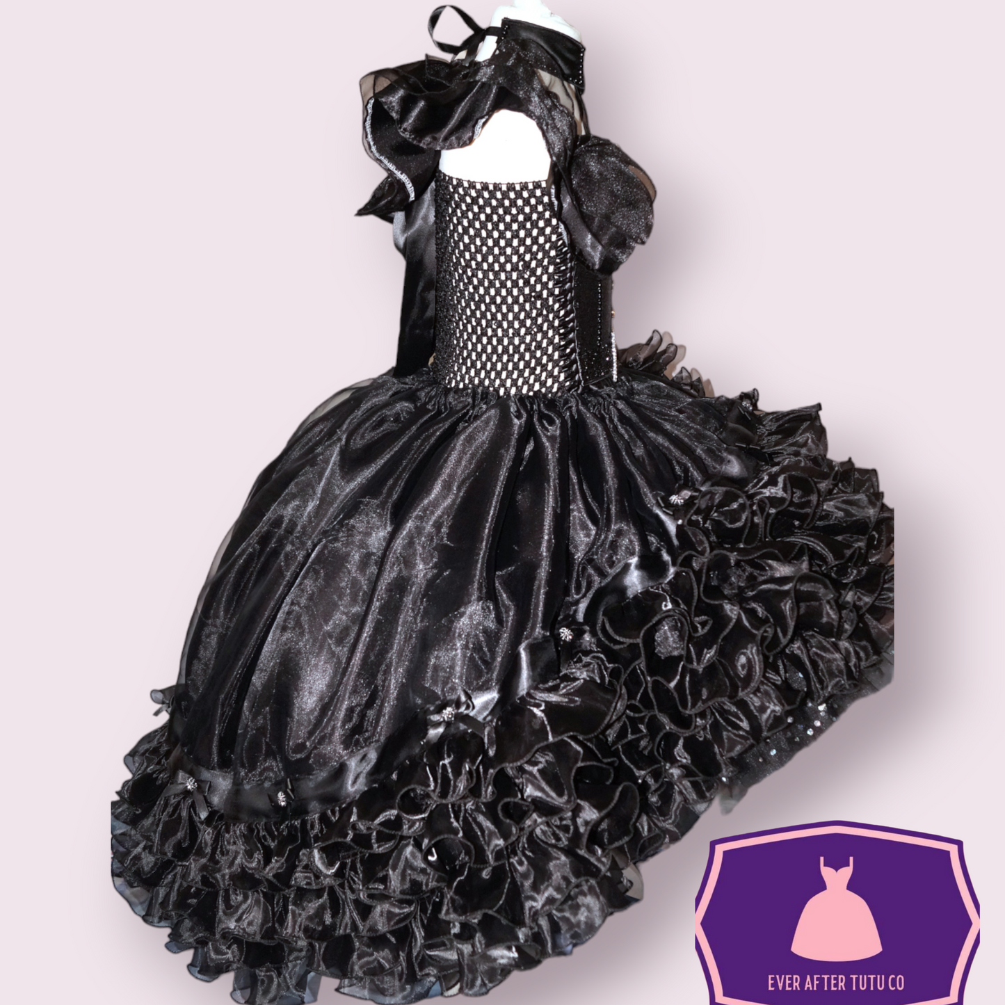 Wednesday Addams Family Black Inspired Tutu High Low Dip Hem Skirt Dress Gothic Halloween Costume Vampire Gown Pageant