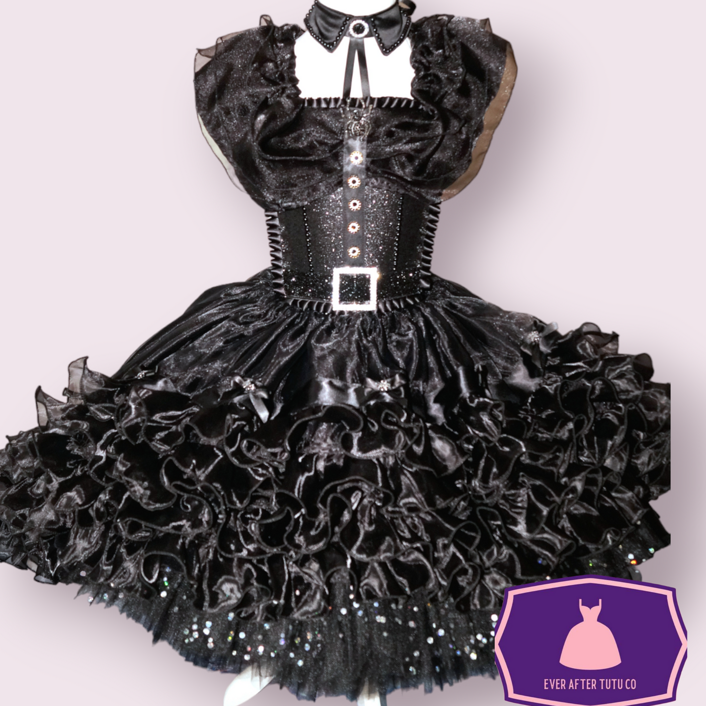 Wednesday Addams Family Black Inspired Tutu High Low Dip Hem Skirt Dress Gothic Halloween Costume Vampire Gown Pageant