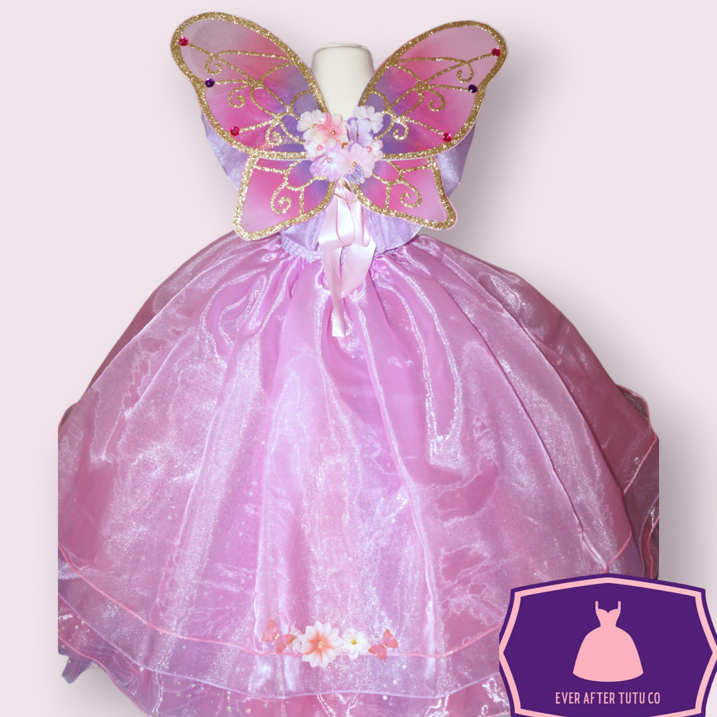 Princess Pink and Purple Butterfly Flower Fairy Tutu Dress