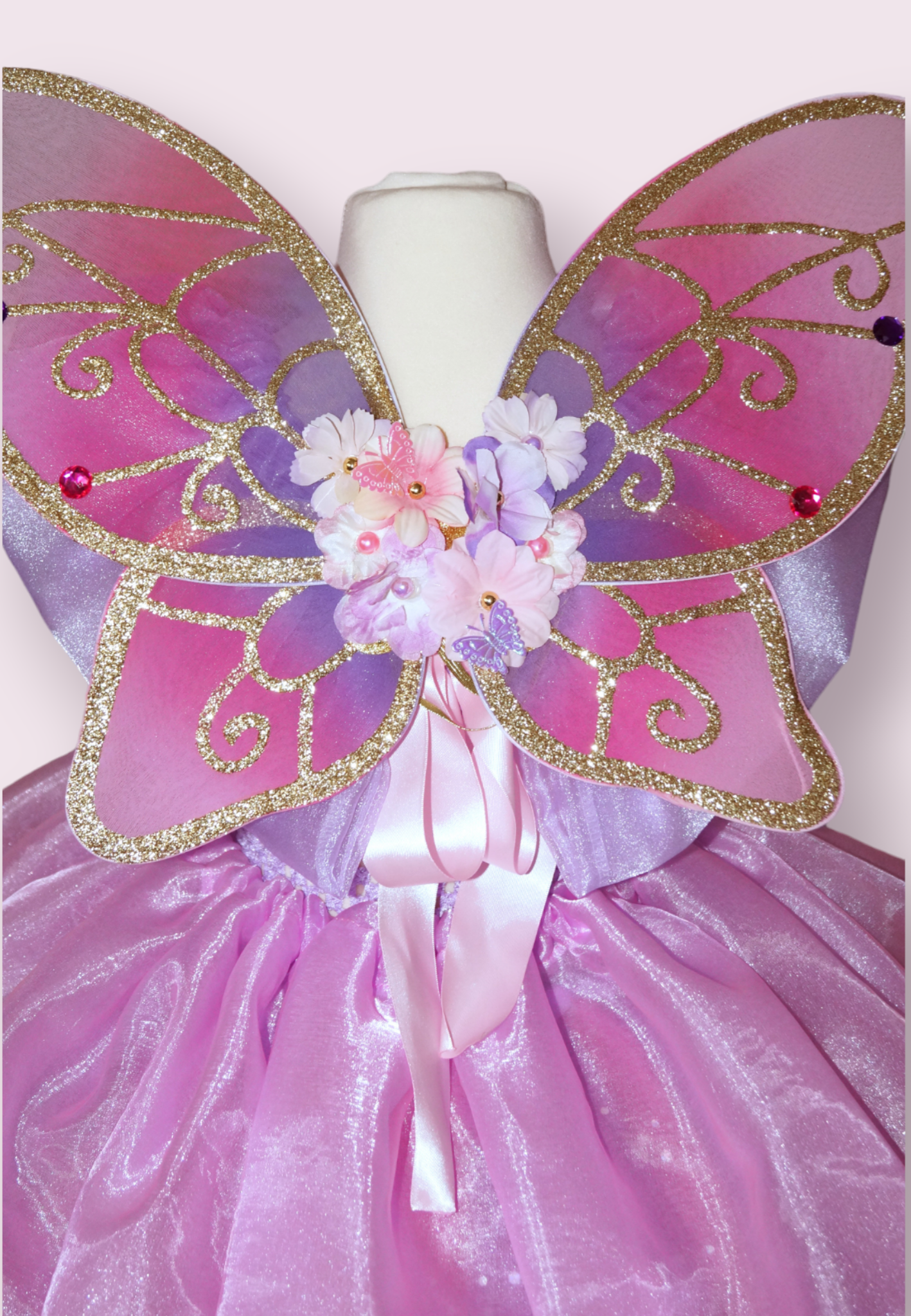 Princess Pink and Purple Butterfly Flower Fairy Tutu Dress