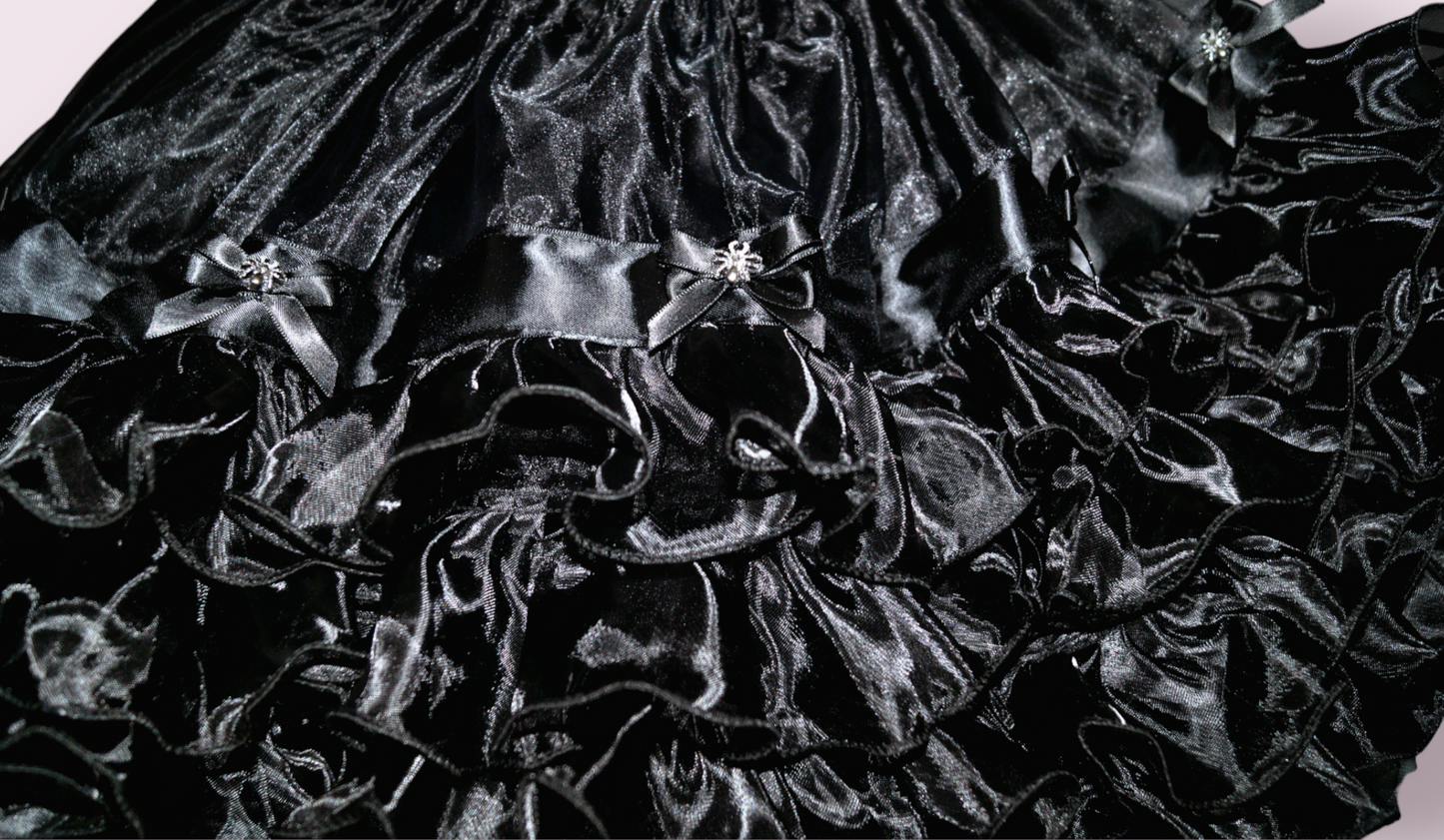 Wednesday Addams Family Black Inspired Tutu High Low Dip Hem Skirt Dress Gothic Halloween Costume Vampire Gown Pageant