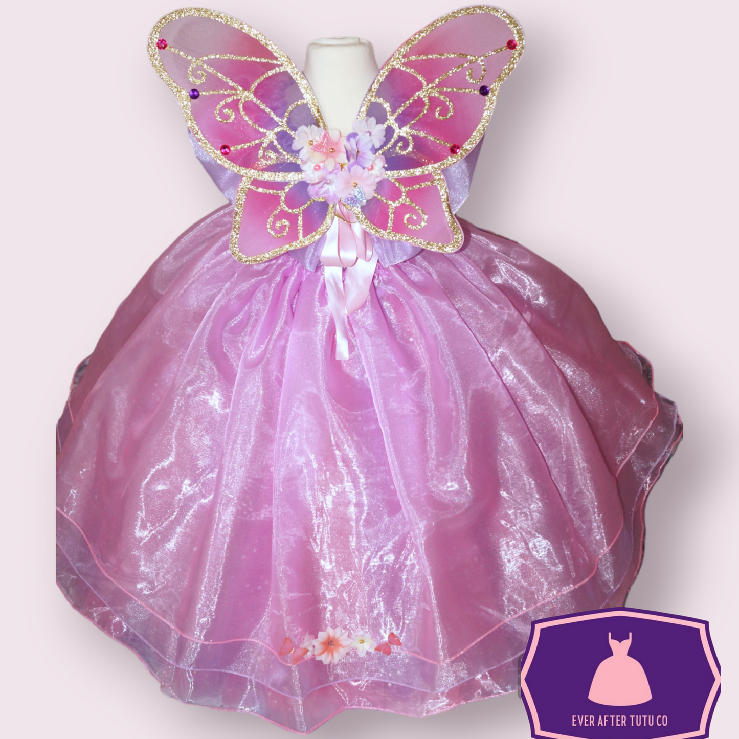 Princess Pink and Purple Butterfly Flower Fairy Tutu Dress