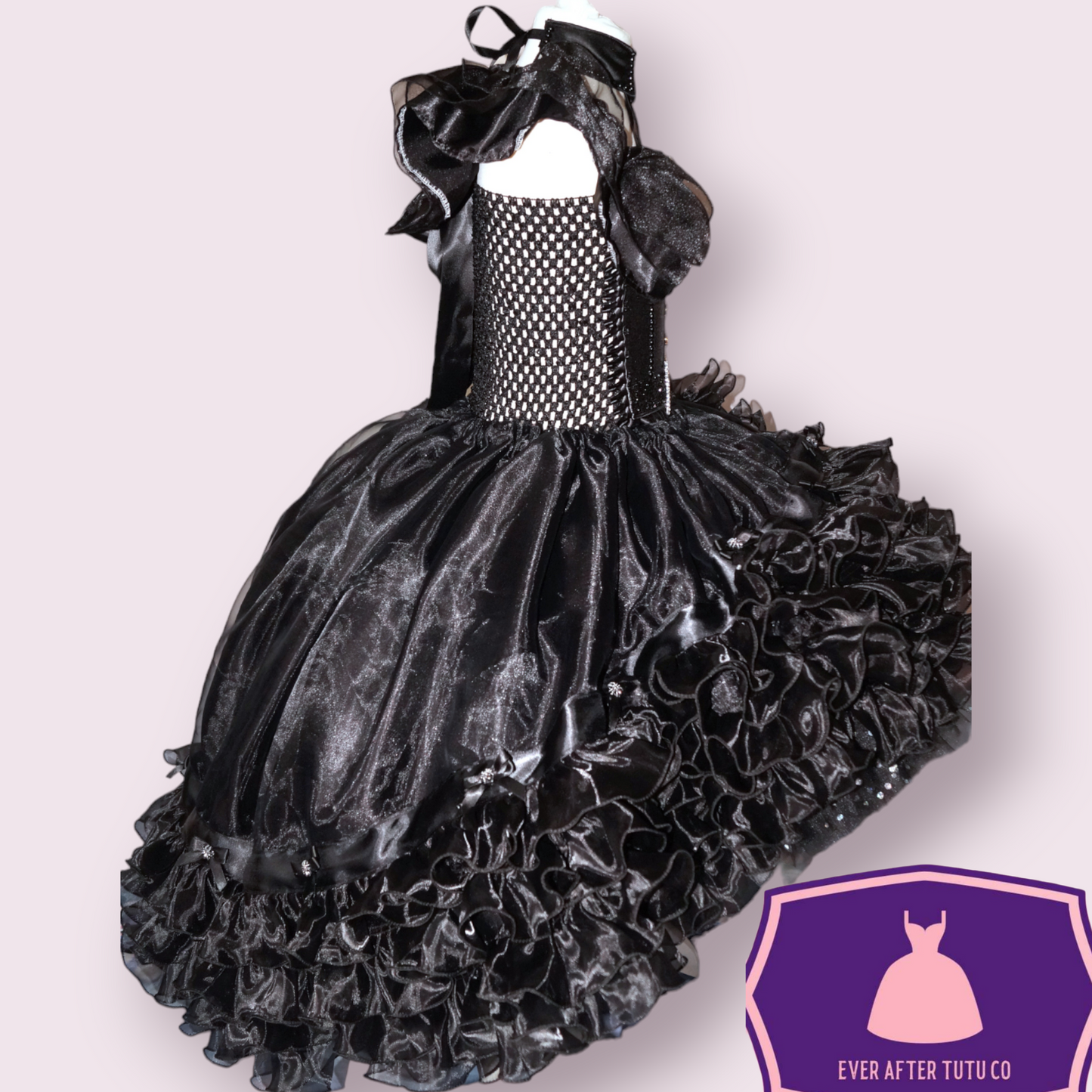 Wednesday Addams Family Black Inspired Tutu High Low Dip Hem Skirt Dress Gothic Halloween Costume Vampire Gown Pageant