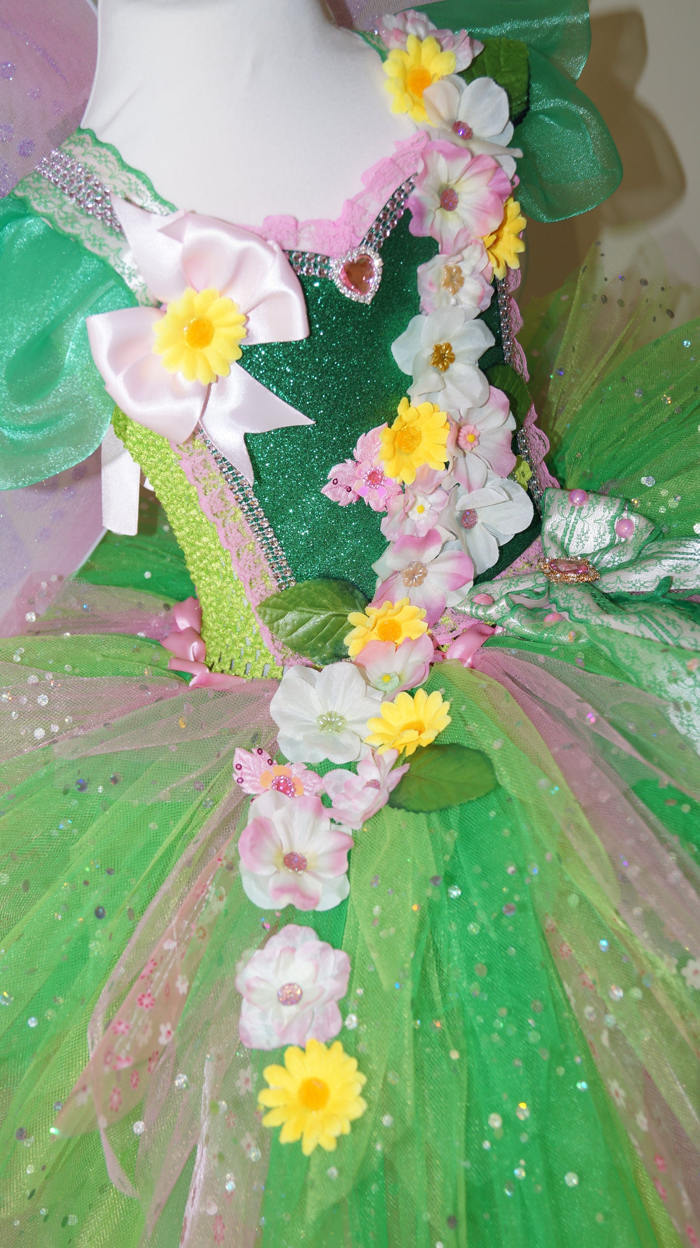 Tinkerbell Green Flower Fairy Tutu Dress