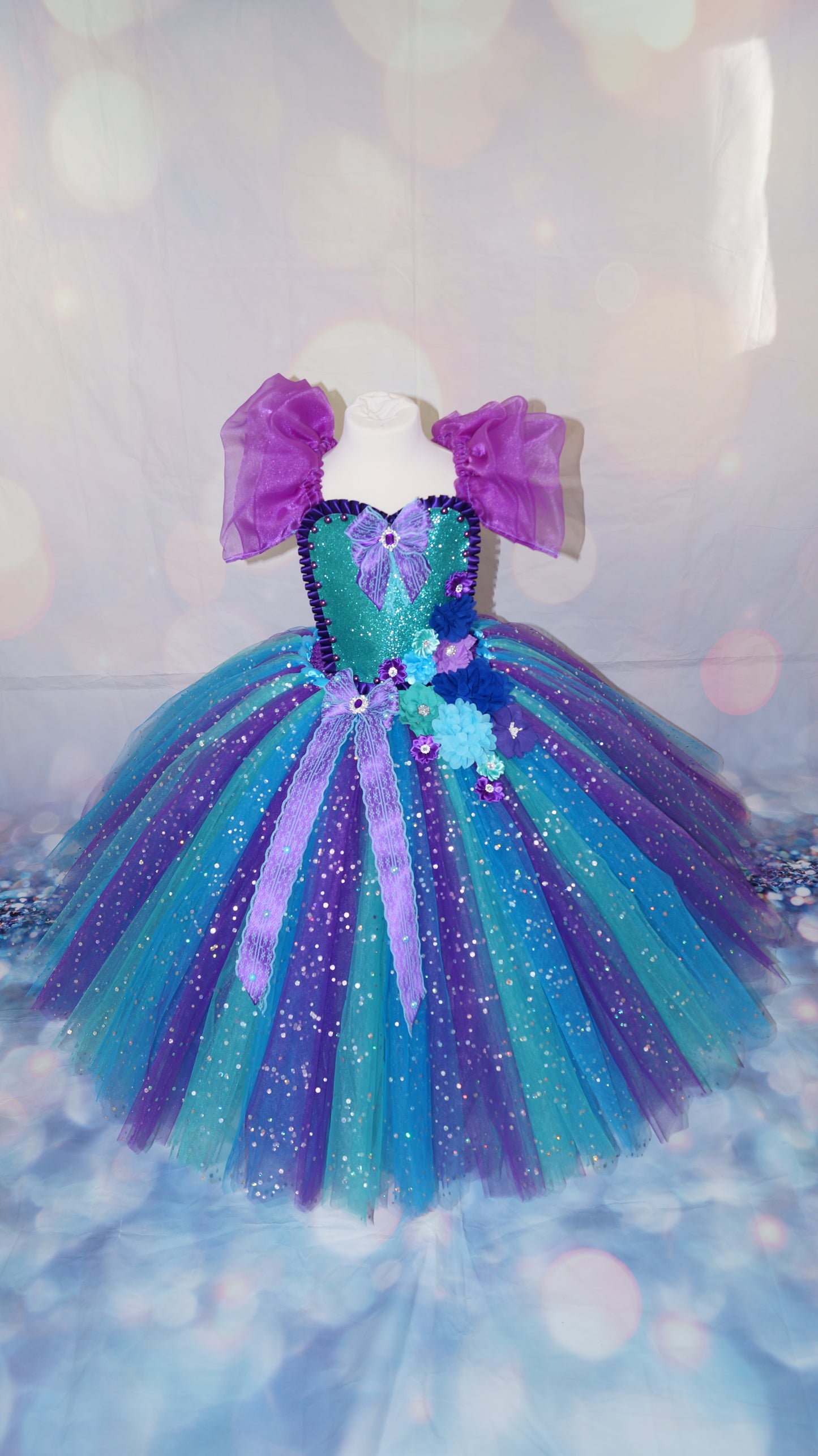 Blue Purple Flower Fairy Tutu Dress