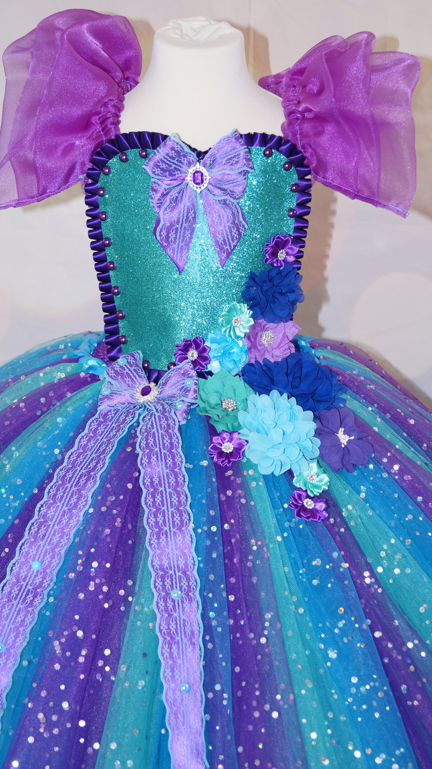 Blue Purple Flower Fairy Tutu Dress
