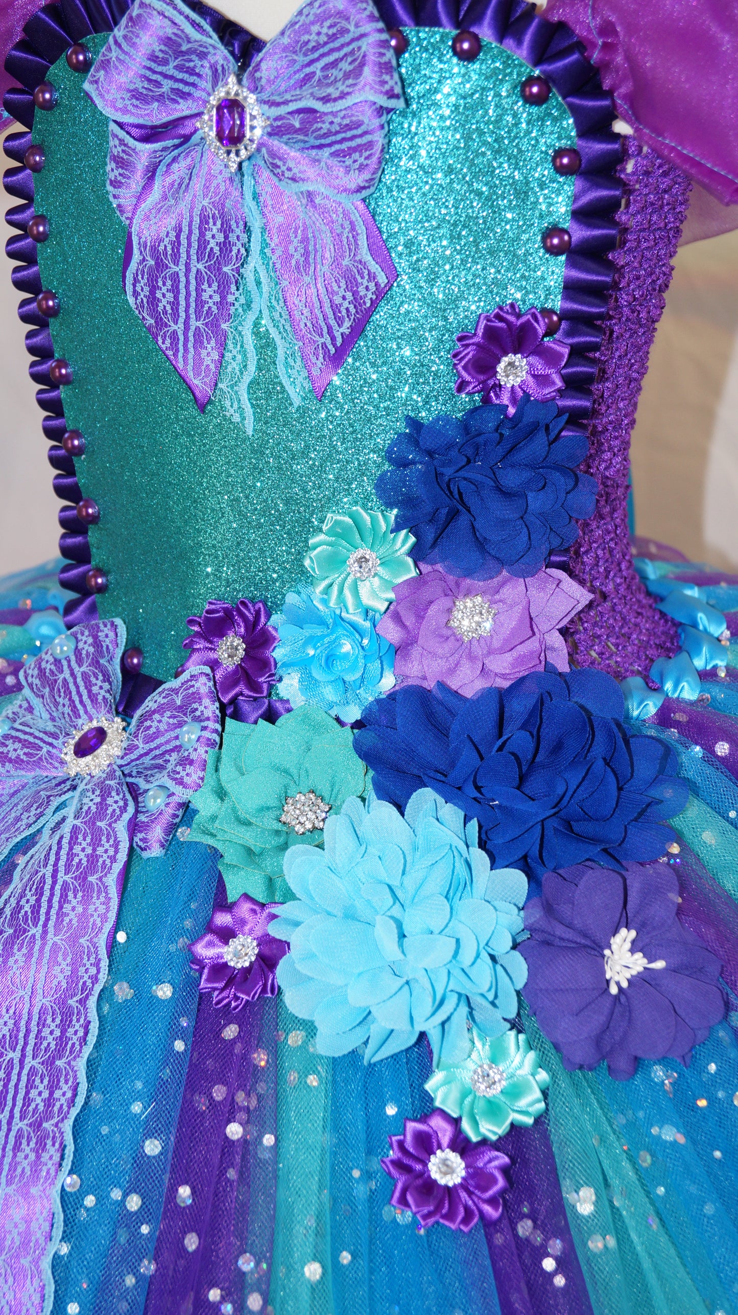 Blue Purple Flower Fairy Tutu Dress