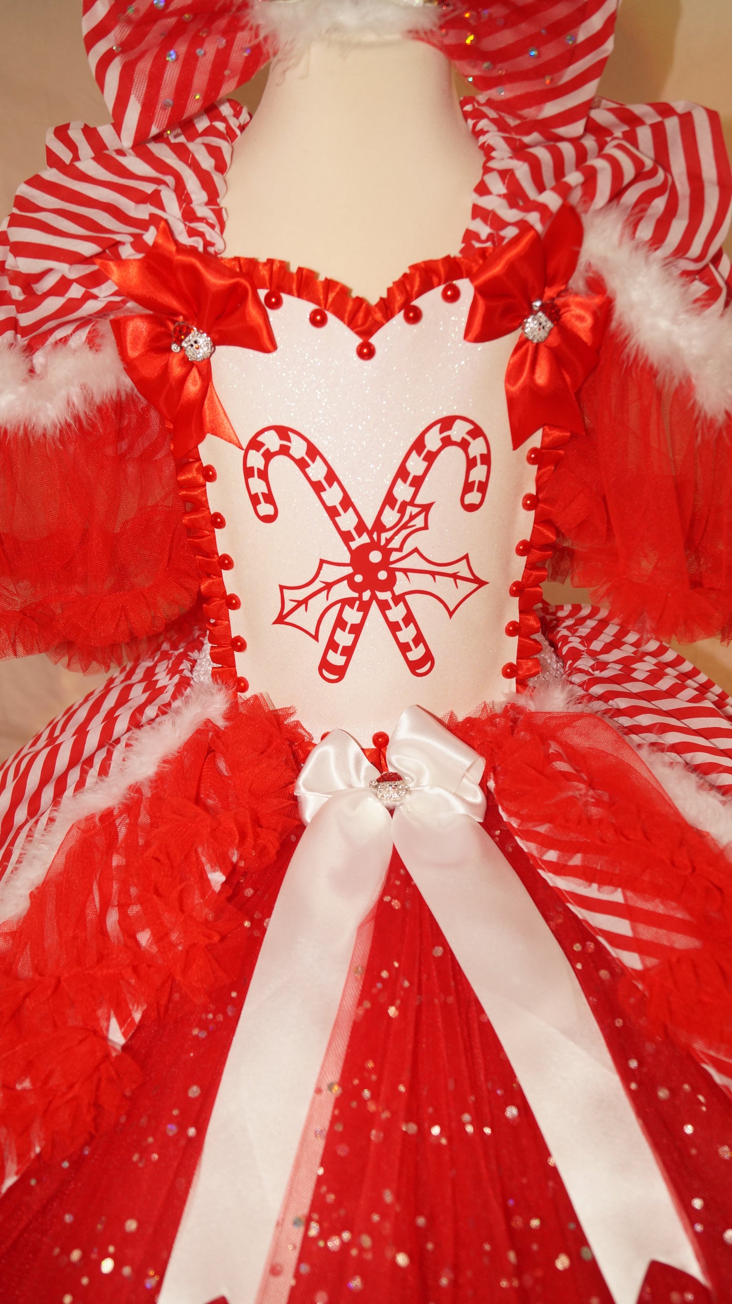 Christmas Candy Cane Stripe Dip Hem Tutu Dress