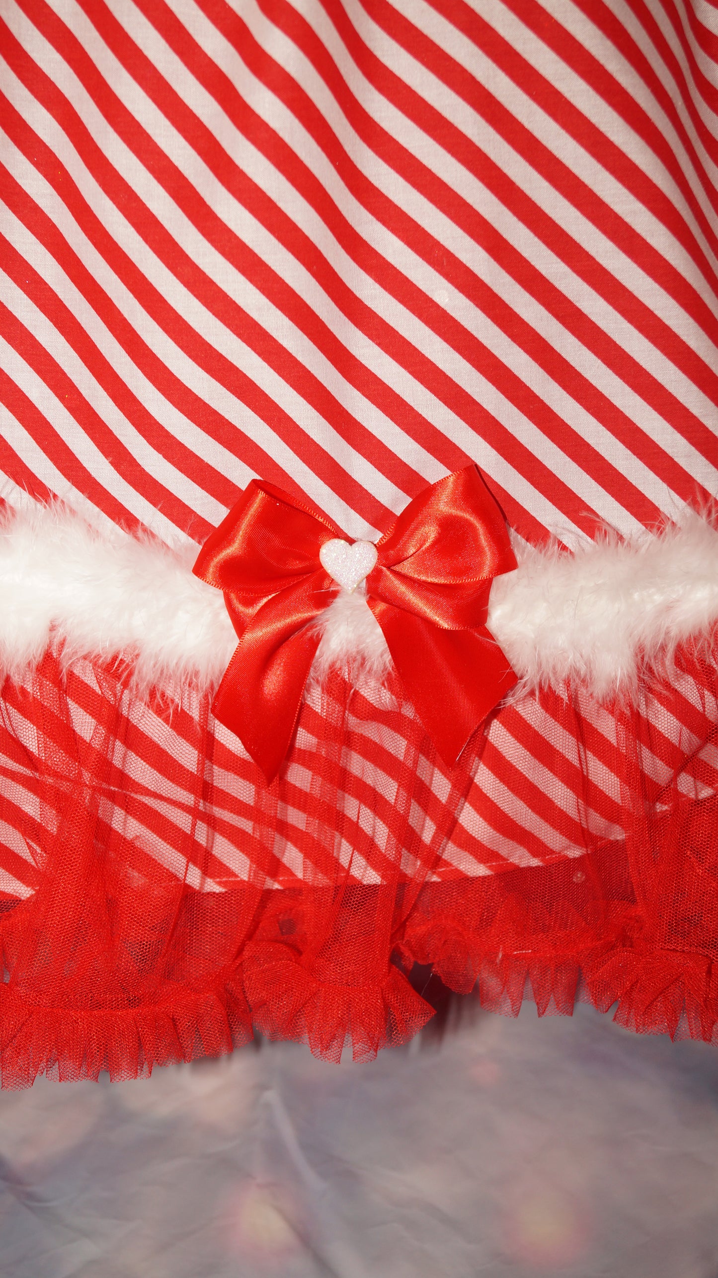 Christmas Candy Cane Stripe Dip Hem Tutu Dress