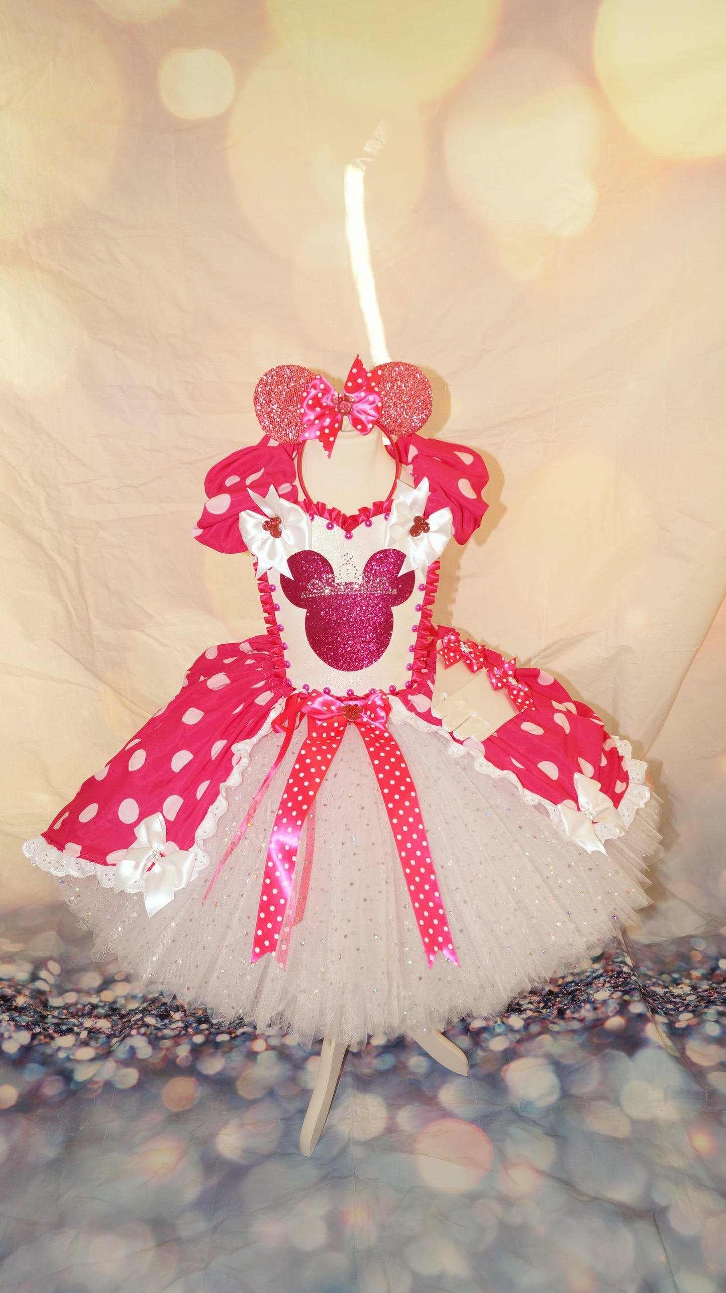 Disney Pink and White Polka Dot Minnie Mouse Inspired Tutu Dress