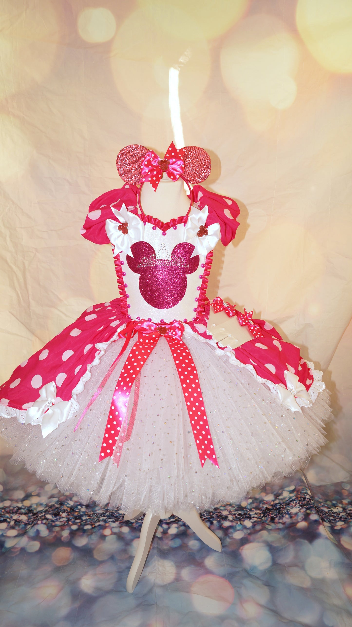 Disney Pink and White Polka Dot Minnie Mouse Inspired Tutu Dress