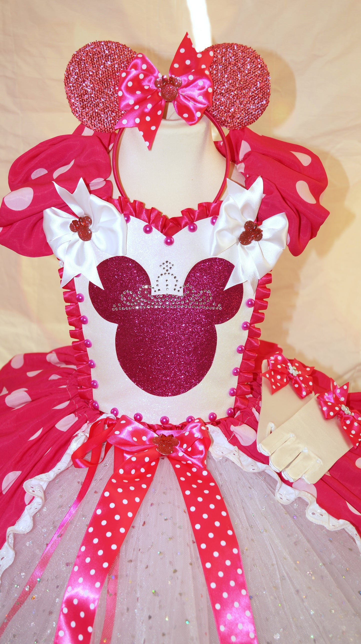Disney Pink and White Polka Dot Minnie Mouse Inspired Tutu Dress