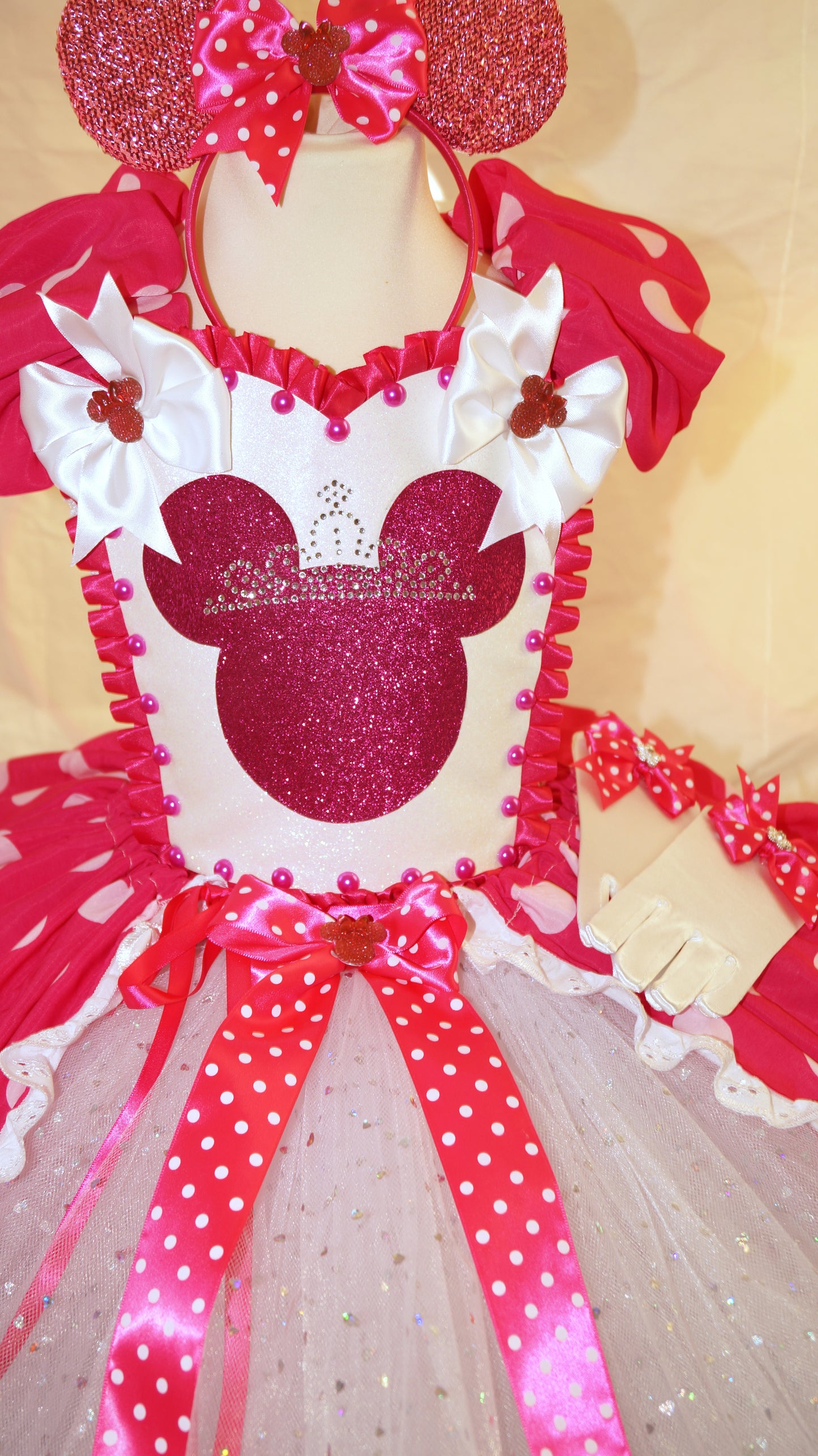 Disney Pink and White Polka Dot Minnie Mouse Inspired Tutu Dress
