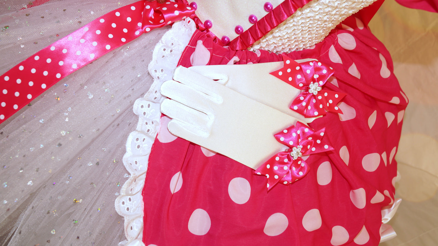 Disney Pink and White Polka Dot Minnie Mouse Inspired Tutu Dress