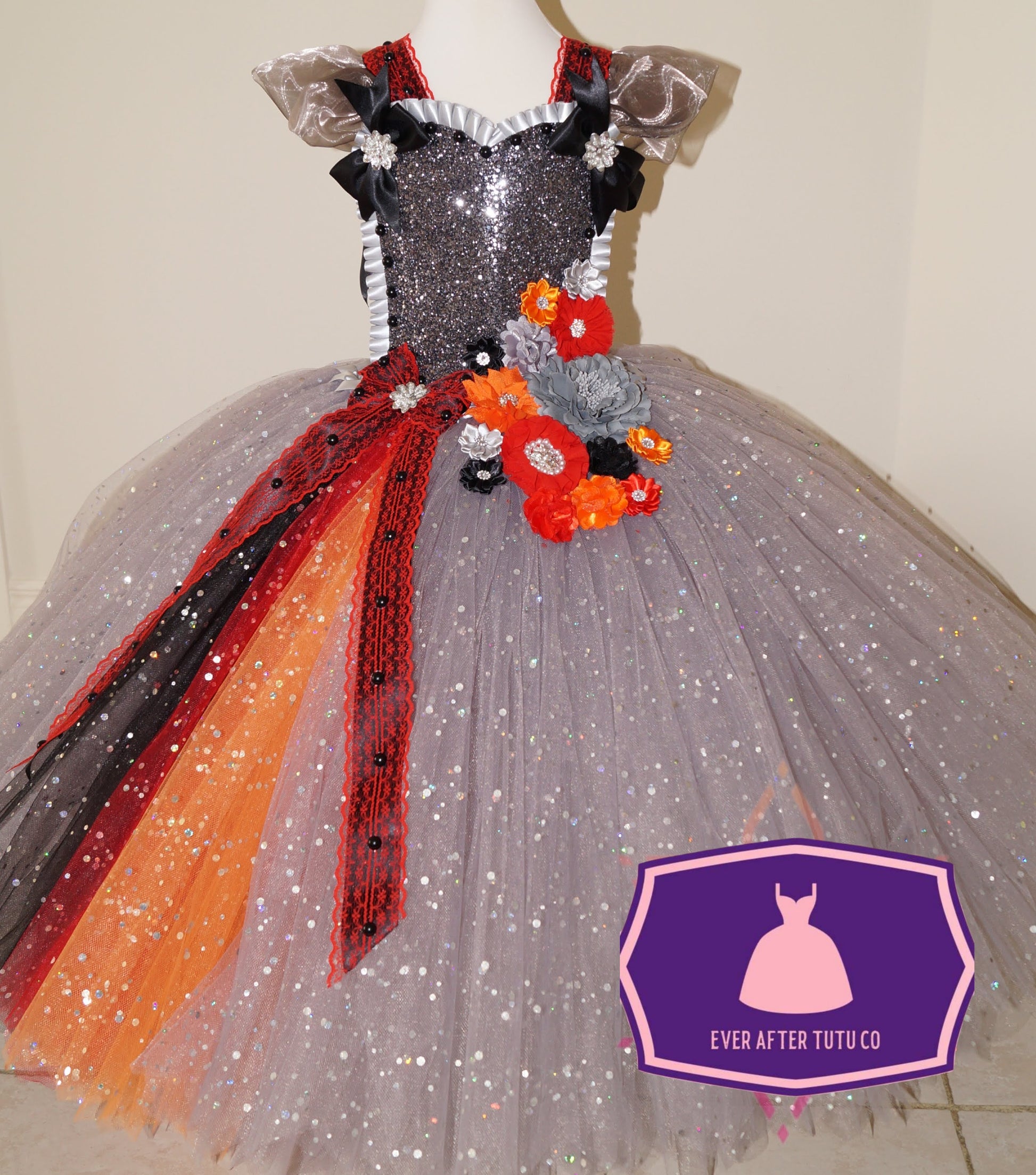 Grey and Silver Flower Fairy Tutu Dress EverAfterTutuCo Grey and Silver Flower Fairy Tutu Dress EverAfterTutuCo