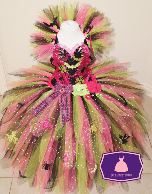 Pink and Green Halloween Witch Tutu Dress