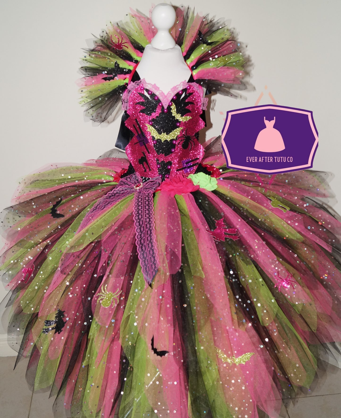 Pink and Green Halloween Witch Tutu Dress