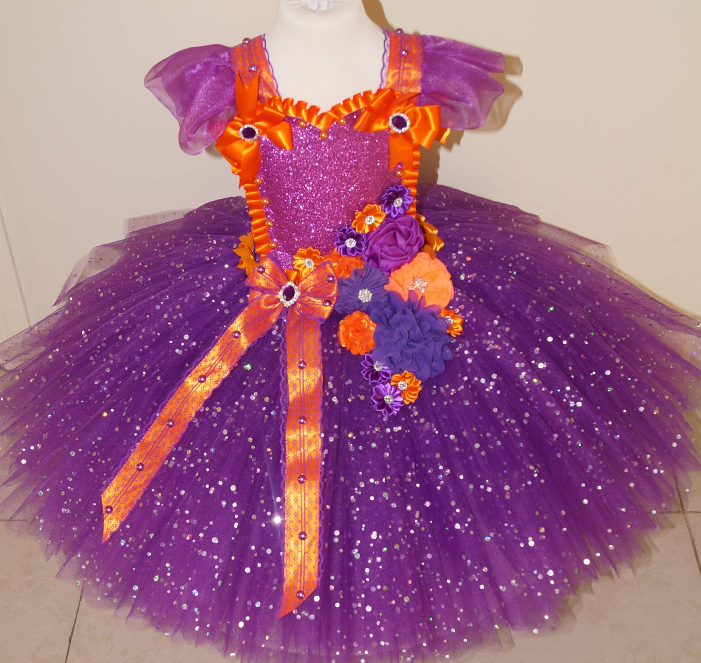 Purple and Orange Flower Fairy Tutu Dress