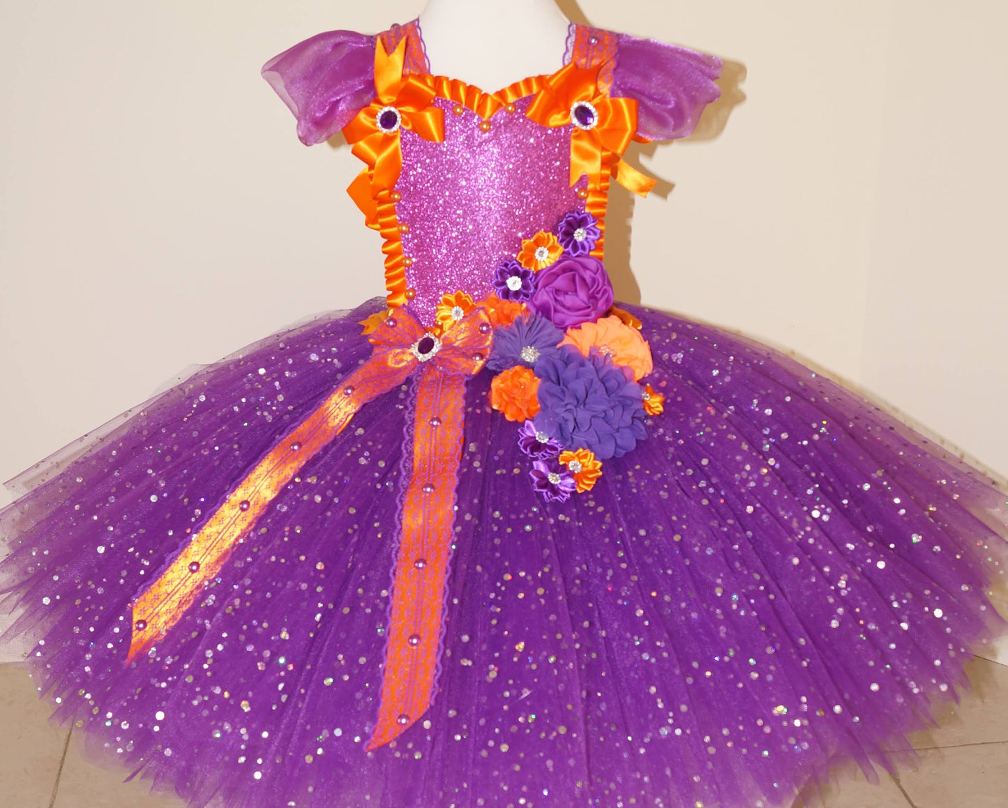 Purple and Orange Flower Fairy Tutu Dress