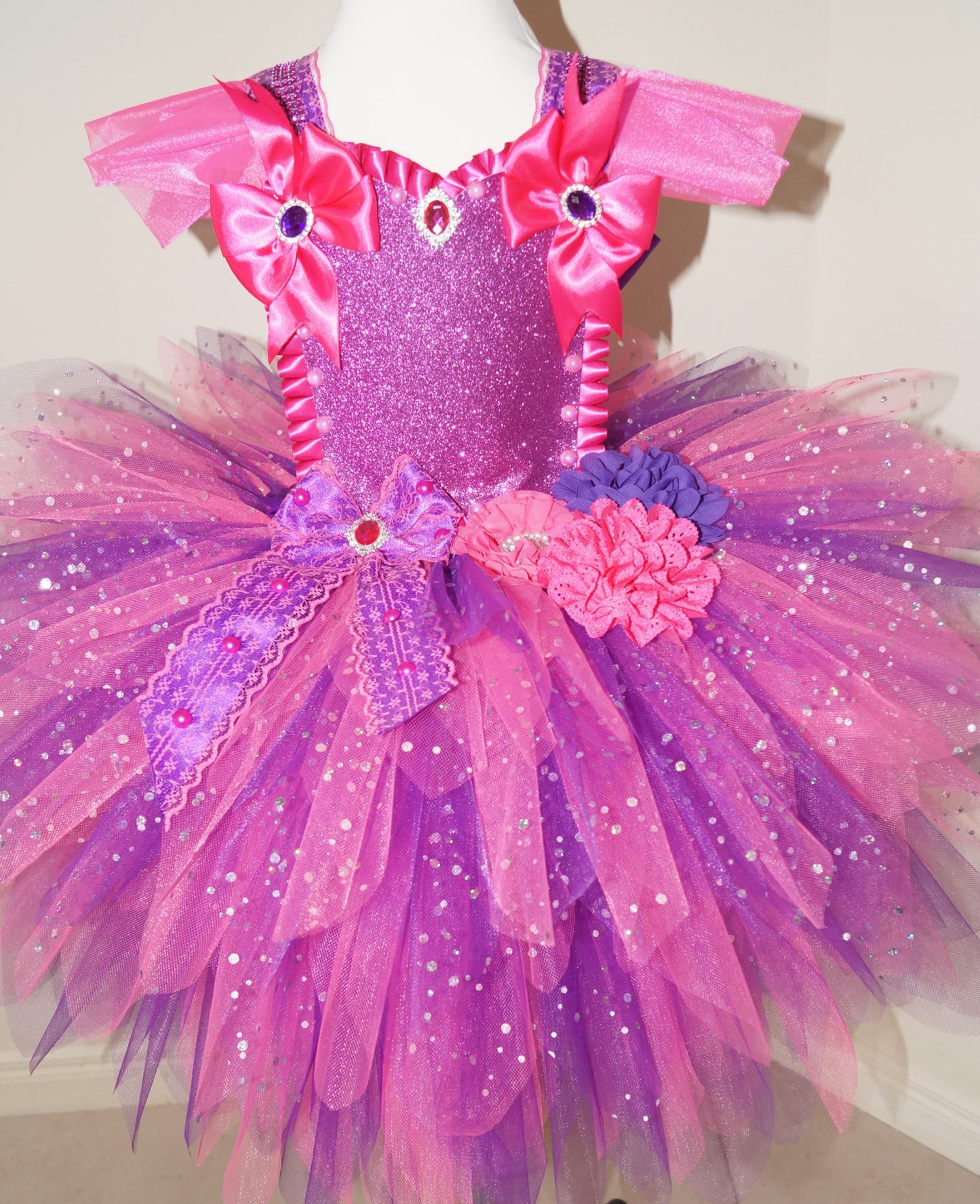 Bright Pink and Purple Flower Fairy Tutu Dress