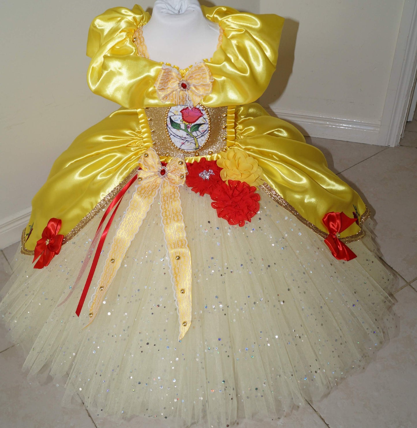 Disney Princess Belle Beauty and the Beast Enchanted Rose Tutu Dress