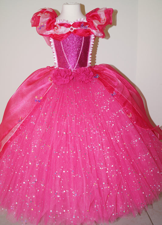 Bright Pink Princess Butterfly Tutu Dress