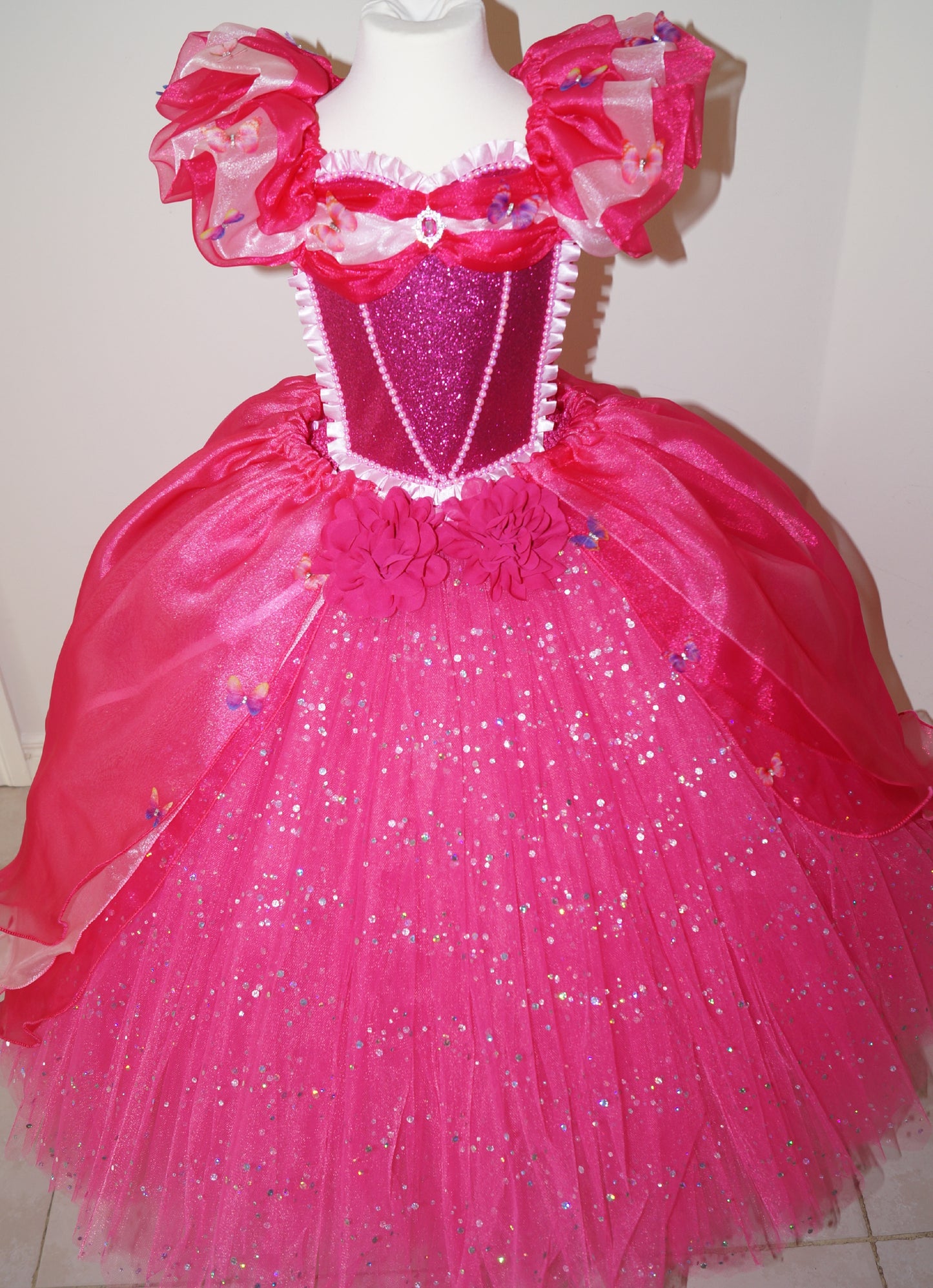 Bright Pink Princess Butterfly Tutu Dress