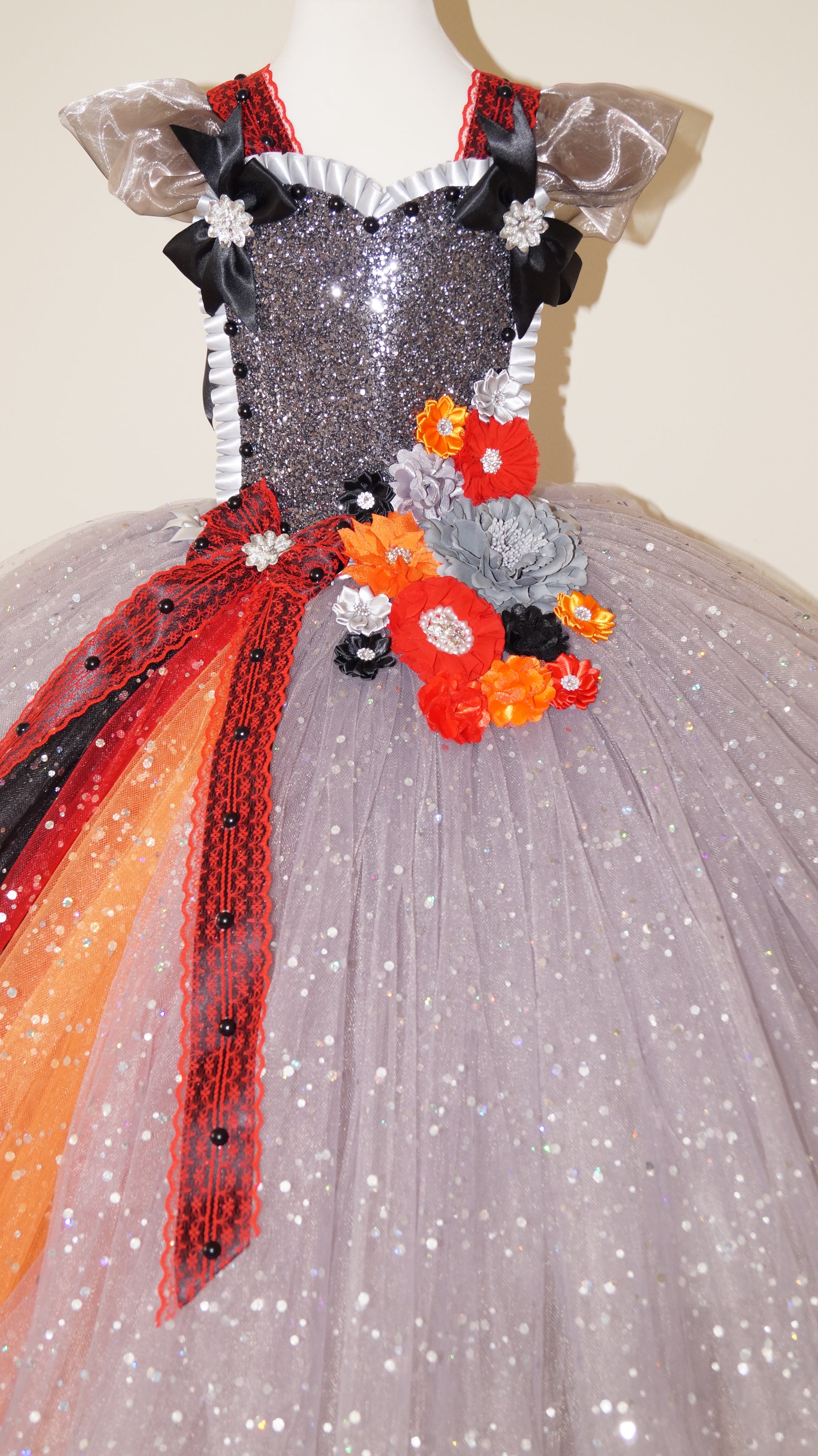 Grey and Silver Flower Fairy Tutu Dress EverAfterTutuCo Grey and Silver Flower Fairy Tutu Dress EverAfterTutuCo