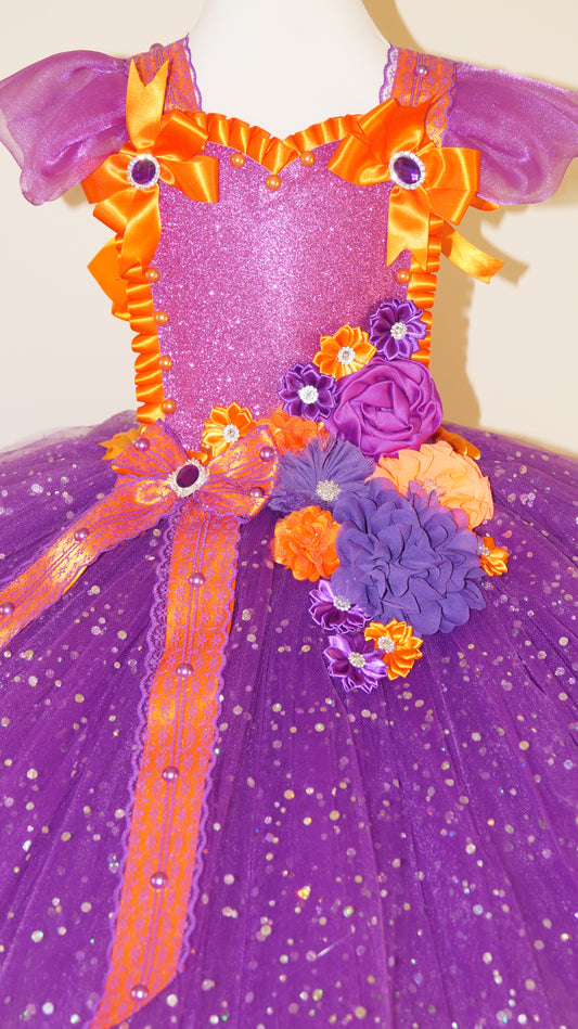 Purple and Orange Flower Fairy Tutu Dress
